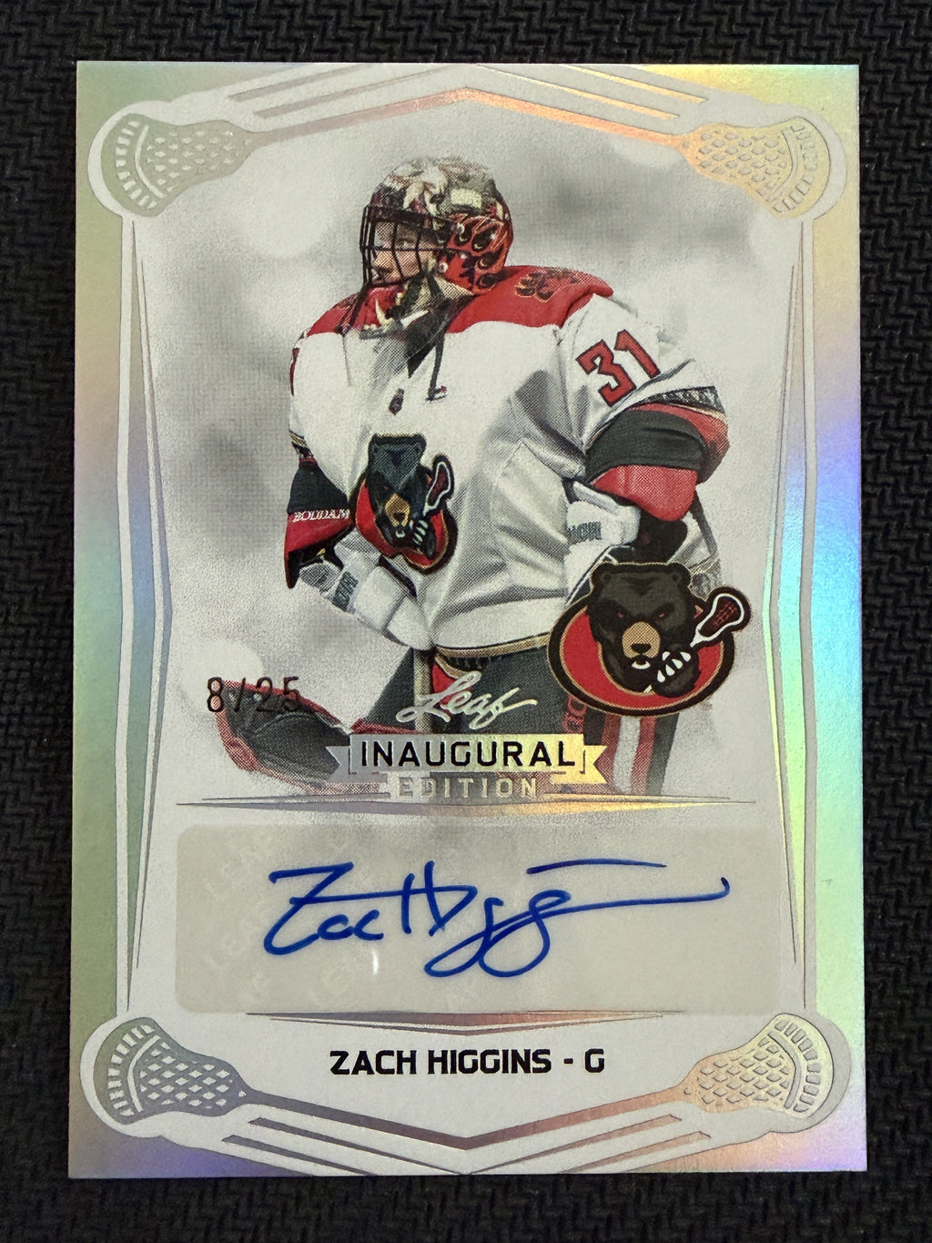 Chris Cloutier 2025 Leaf NLL Inaugural Ottawa Black Bears Silver Auto 8/25 #BA=ZH1