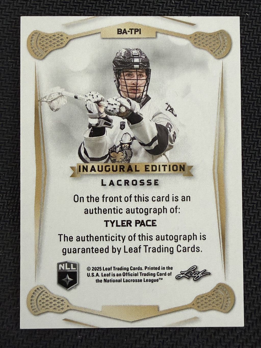 Tyler Pace 2025 Leaf NLL Inaugural Calgary Roughnecks Silver Auto 19/25 #BA-TP1