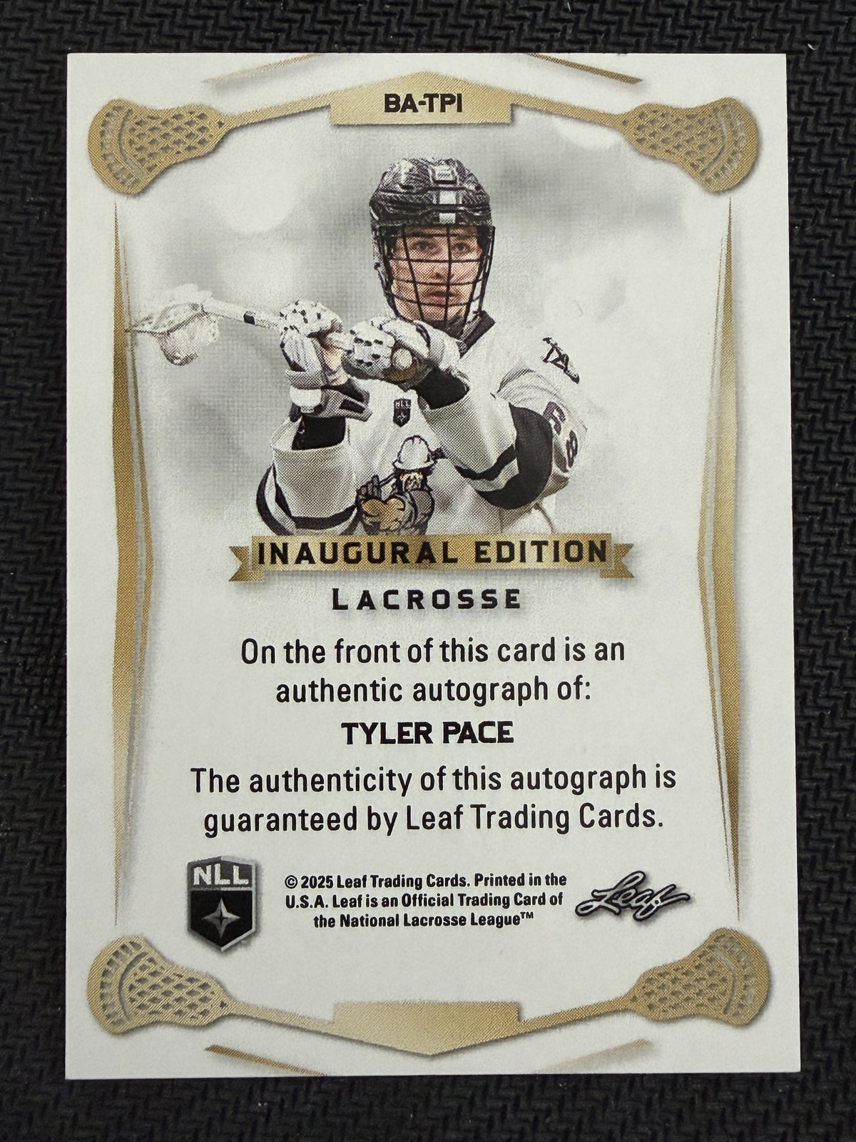 Tyler Pace 2025 Leaf NLL Inaugural Calgary Roughnecks Silver Auto 19/25 #BA-TP1