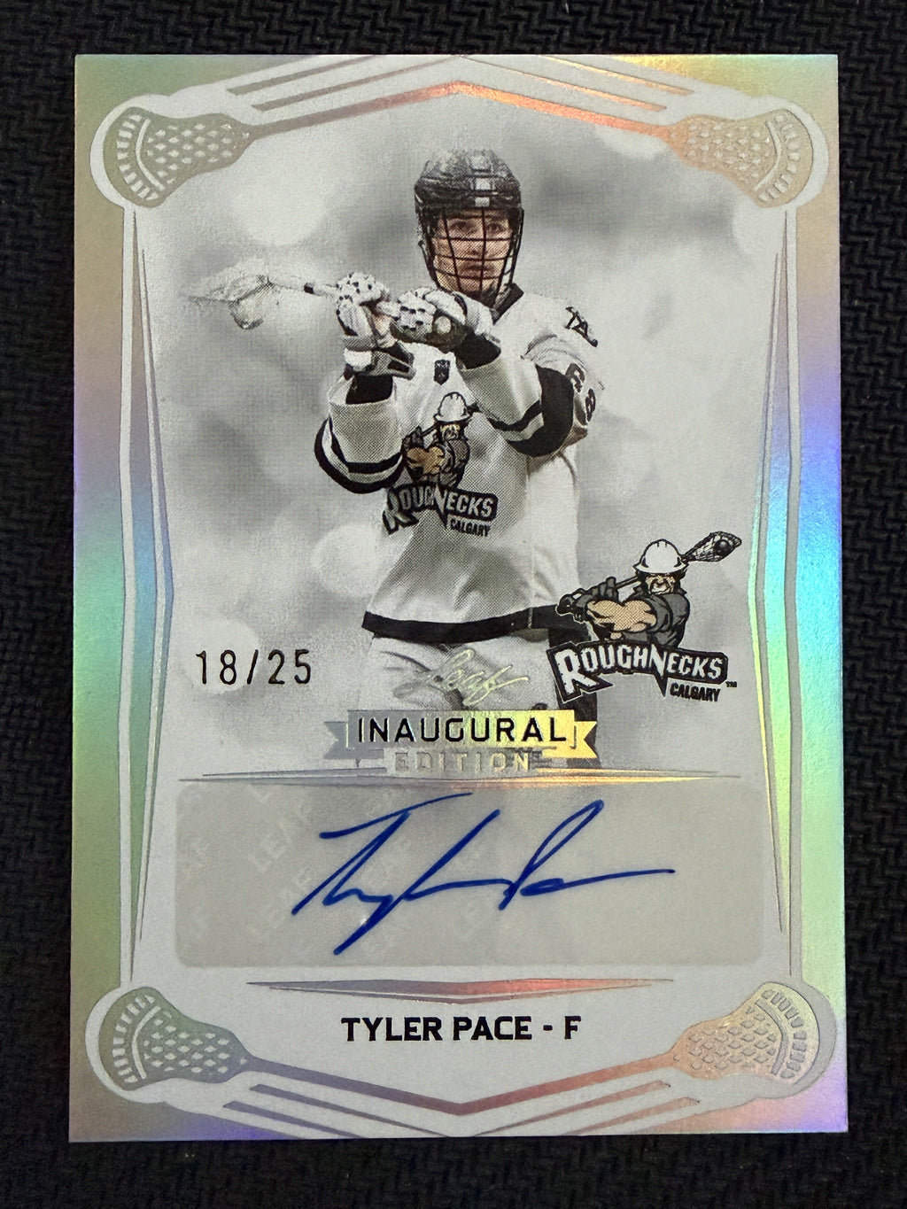 Tyler Pace 2025 Leaf NLL Inaugural Calgary Roughnecks Silver Auto 19/25 #BA-TP1