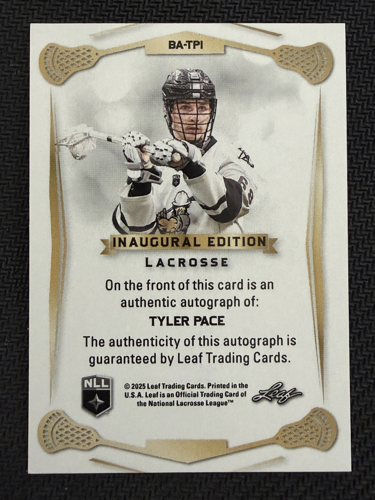 Tyler Pace 2025 Leaf NLL Inaugural Calgary Roughnecks Silver Auto 15/25 #BA-TP1