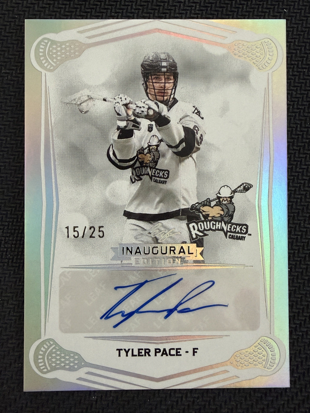Tyler Pace 2025 Leaf NLL Inaugural Calgary Roughnecks Silver Auto 15/25 #BA-TP1