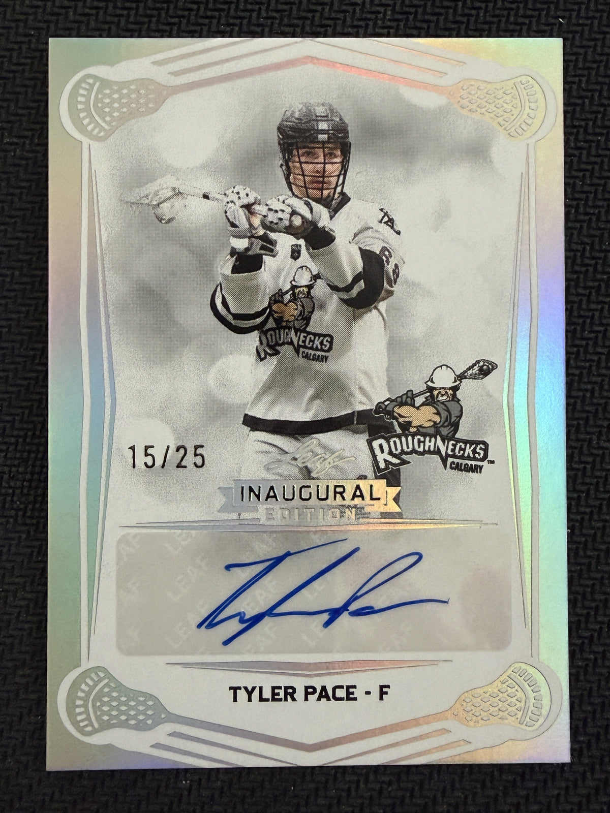 Tyler Pace 2025 Leaf NLL Inaugural Calgary Roughnecks Silver Auto 15/25 #BA-TP1