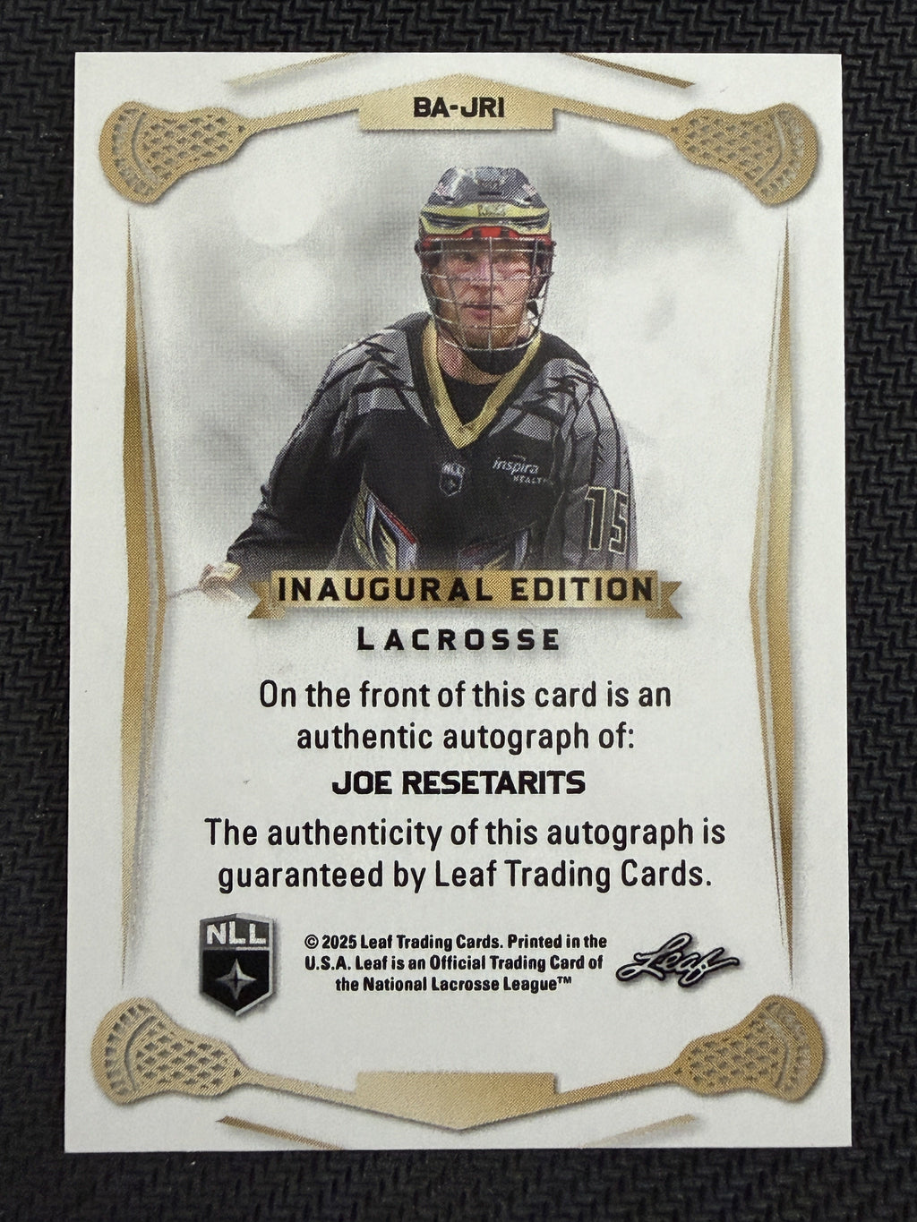 Joe Resetarits 2025 Leaf NLL Inaugural Philaadelphia Silver Auto 4/25 #BA-JR1