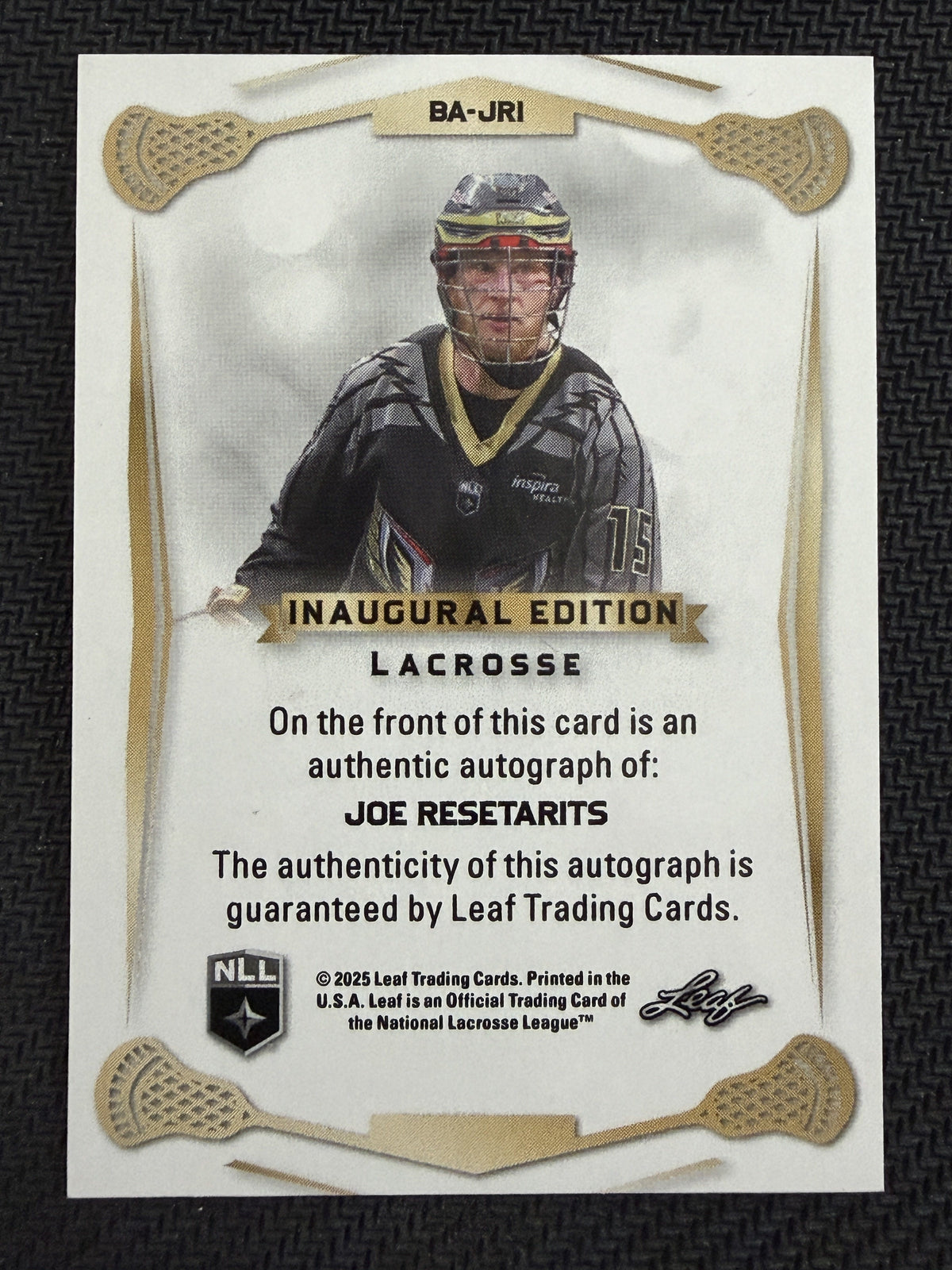 Joe Resetarits 2025 Leaf NLL Inaugural Philaadelphia Silver Auto 4/25 #BA-JR1