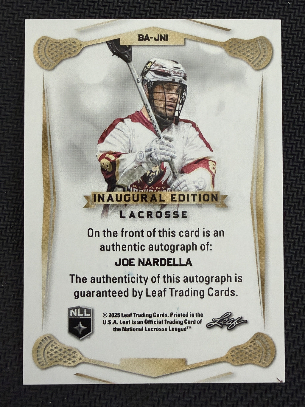 Joe Nardella 2025 Leaf NLL Inaugural Albany Firewolves Silver Auto 14/25 #BA-JN1