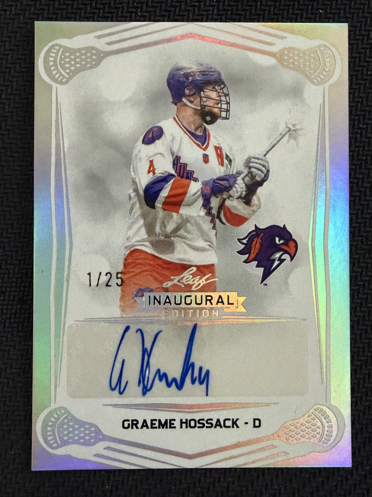 Graeme Hossack 2025 Leaf NLL Inaugural Halifax Silver Auto 1/25 #BA-GH1
