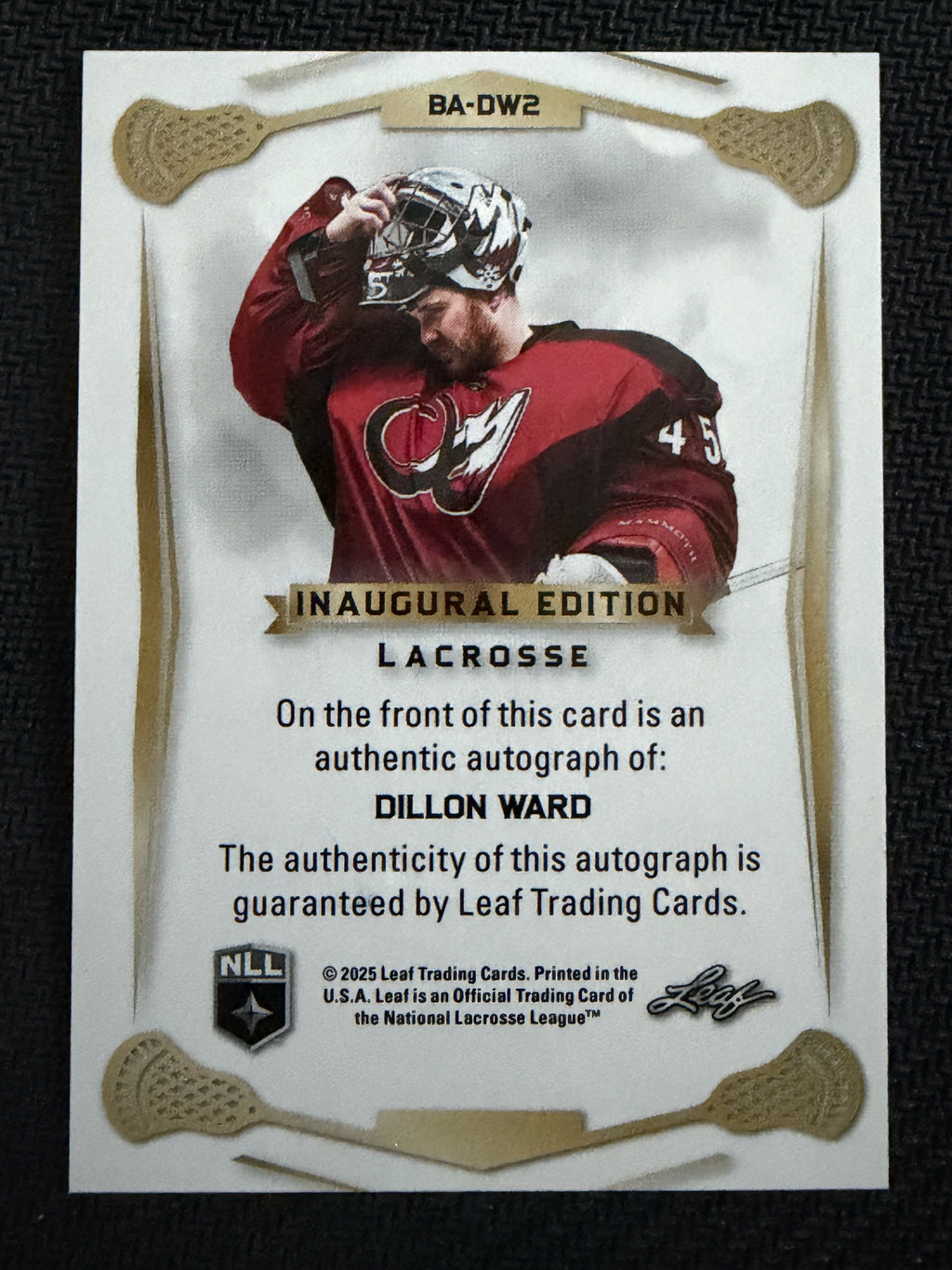Dillon Ward 2025 Leaf NLL Inaugural Colorado Mammoth Silver Auto 24/25 #BA-DW2