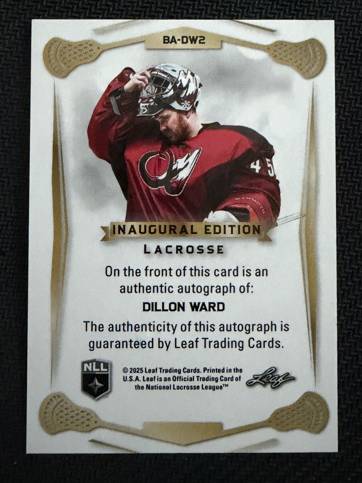 Dillon Ward 2025 Leaf NLL Inaugural Colorado Mammoth Silver Auto 24/25 #BA-DW2