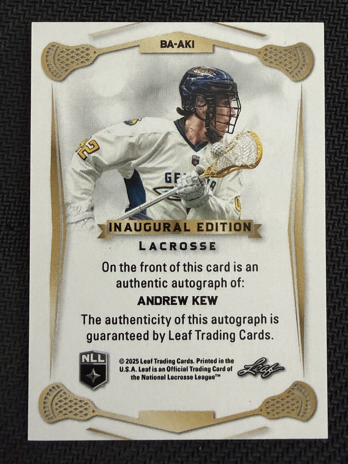 Andrew Kew 2025 Leaf NLL Inaugural Georgia Swarm Red Auto 6/20 #BA-AK1