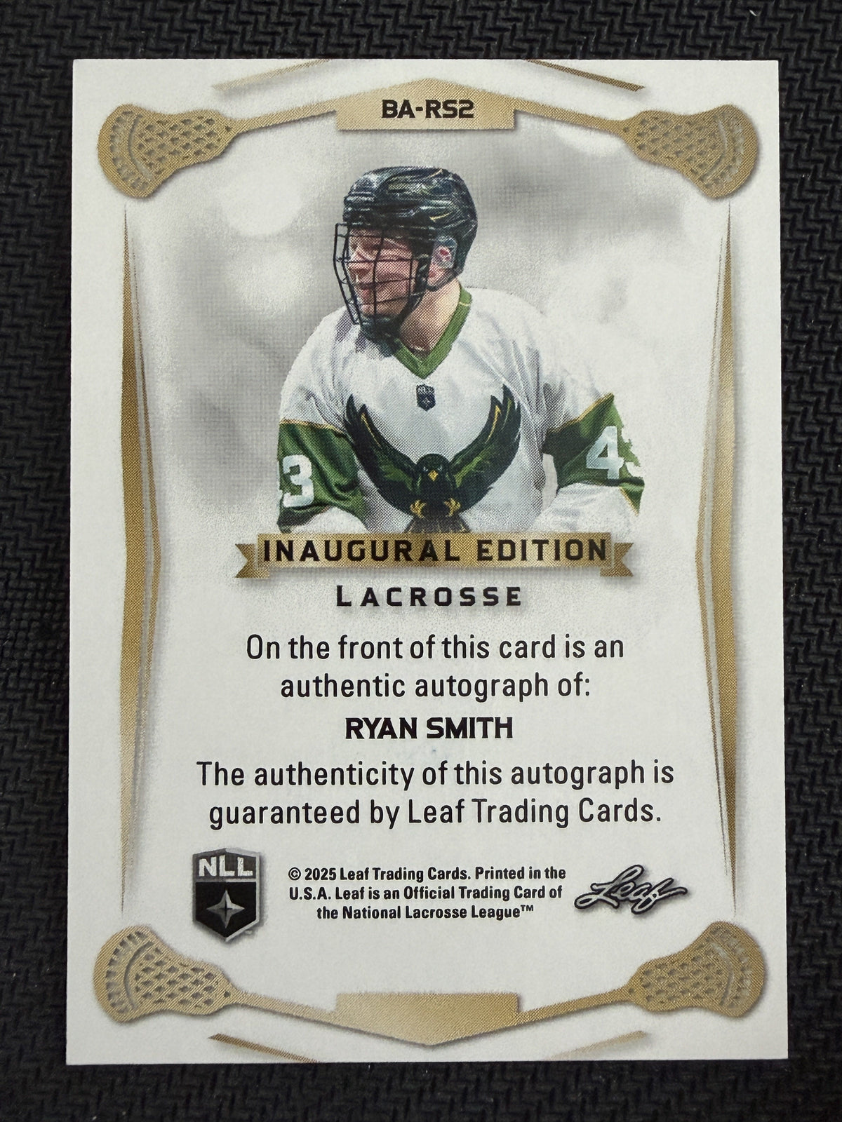Ryan Smith 2025 Leaf NLL Inaugural Rochester Nighthawks Blue Auto 8/15 #BA-RS2