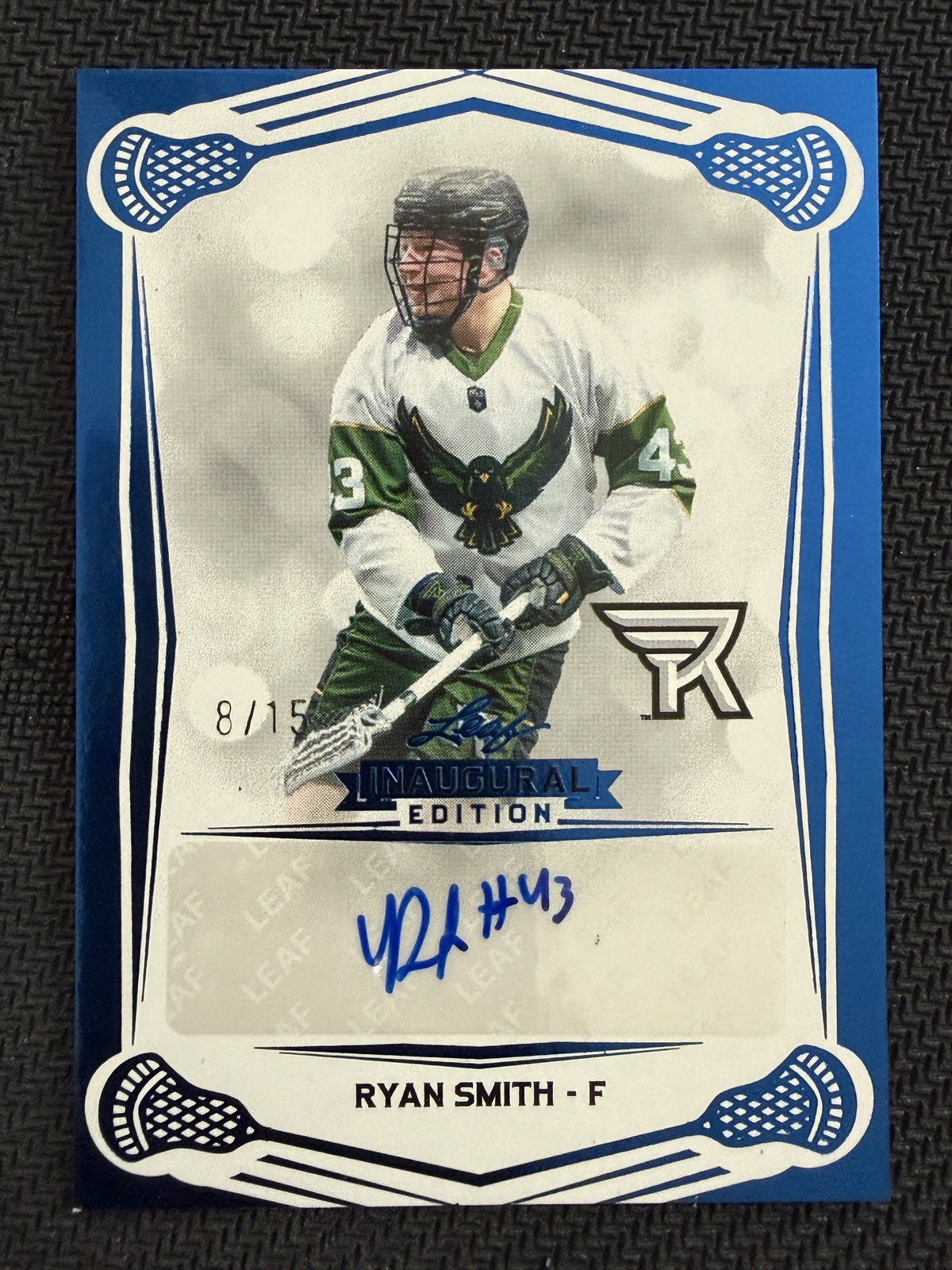 Ryan Smith 2025 Leaf NLL Inaugural Rochester Nighthawks Blue Auto 8/15 #BA-RS2