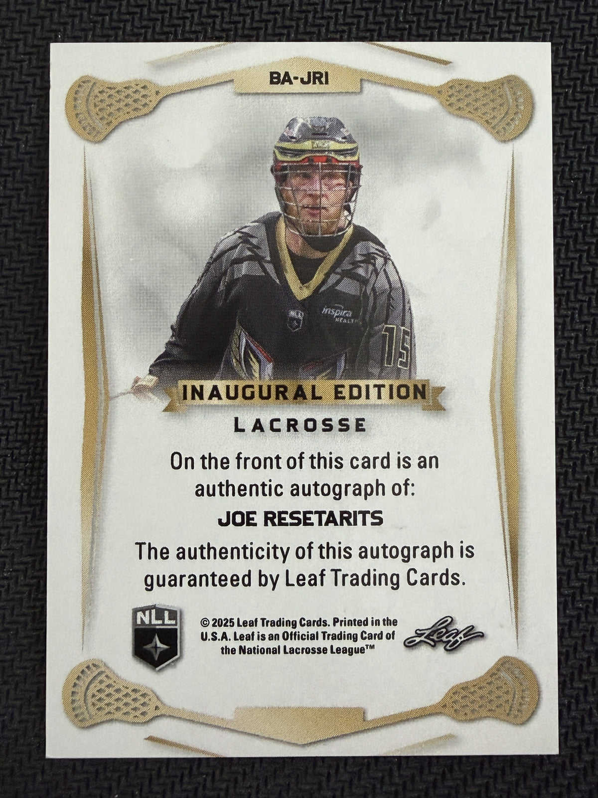 Joe Resetarits 2025 Leaf NLL Inaugural Philadelphia Wings Emerald Auto 9/12 #BA-JR1