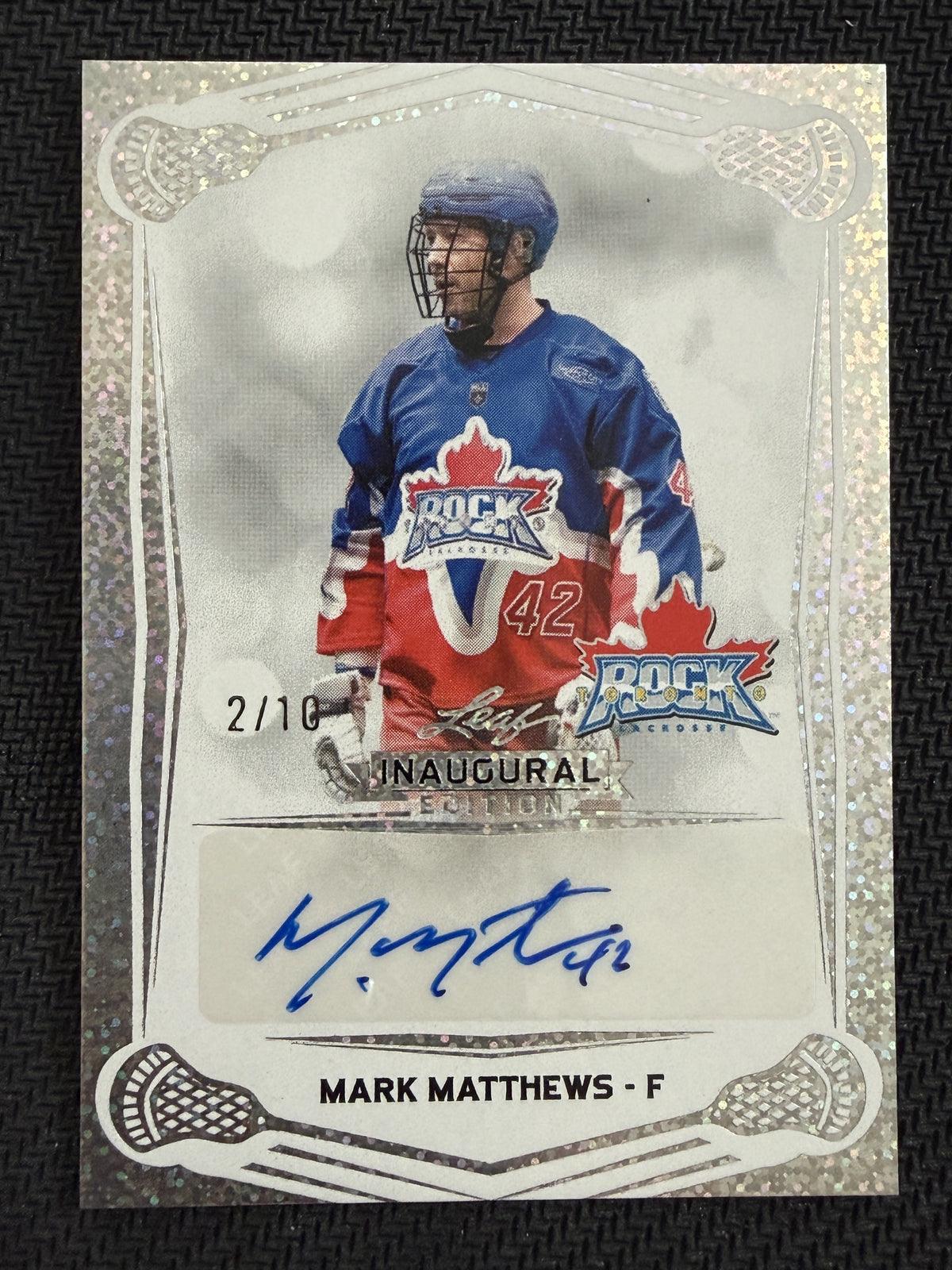 Mark Matthews 2025 Leaf NLL Inaugural Toronto Rock Sparkle Auto 2/10 #BA-MM1