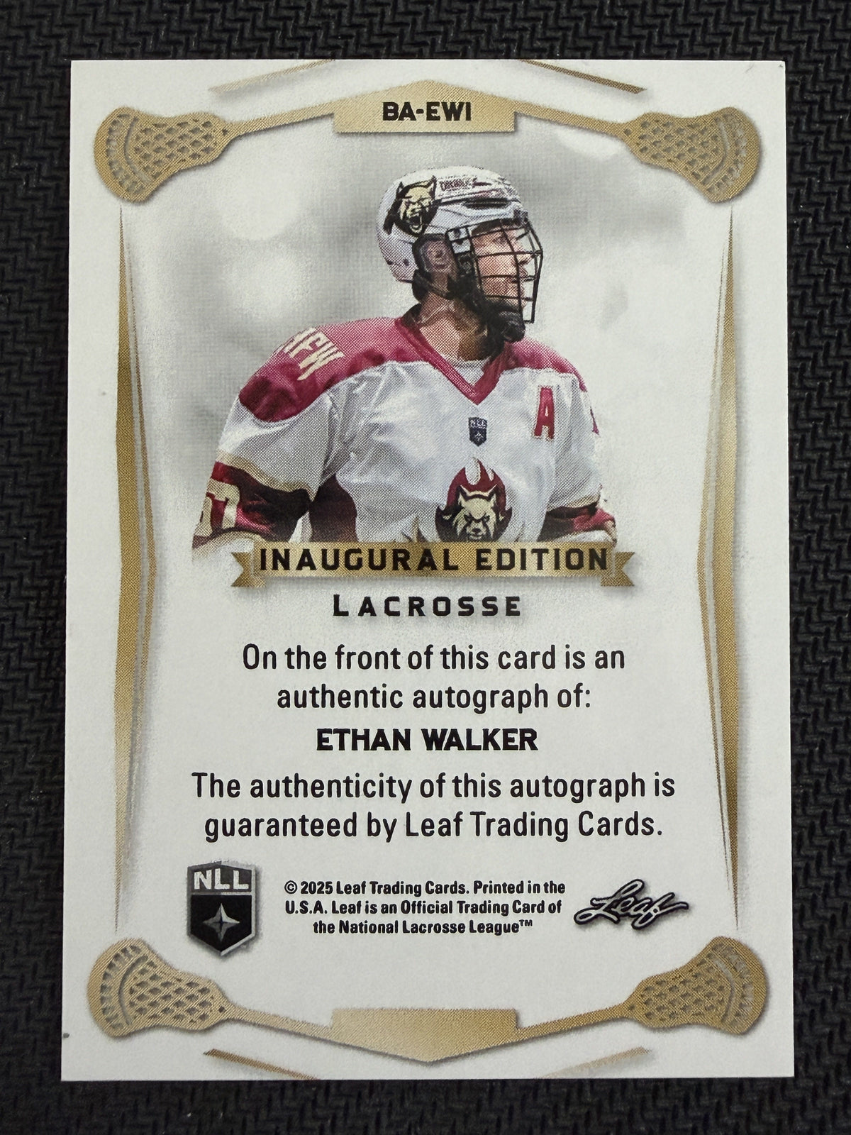 Ethan Walker 2025 Leaf NLL Inaugural Albany Firewolves Purple Auto 8/9 #BA-EW1
