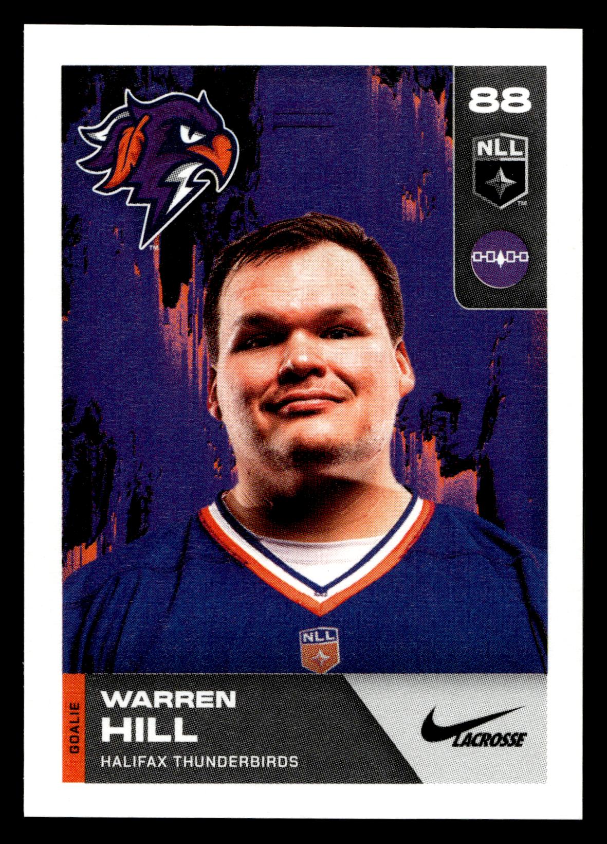 Warren Hill 2025 TFL NLL Stickers Halifax Thunderbirds #88