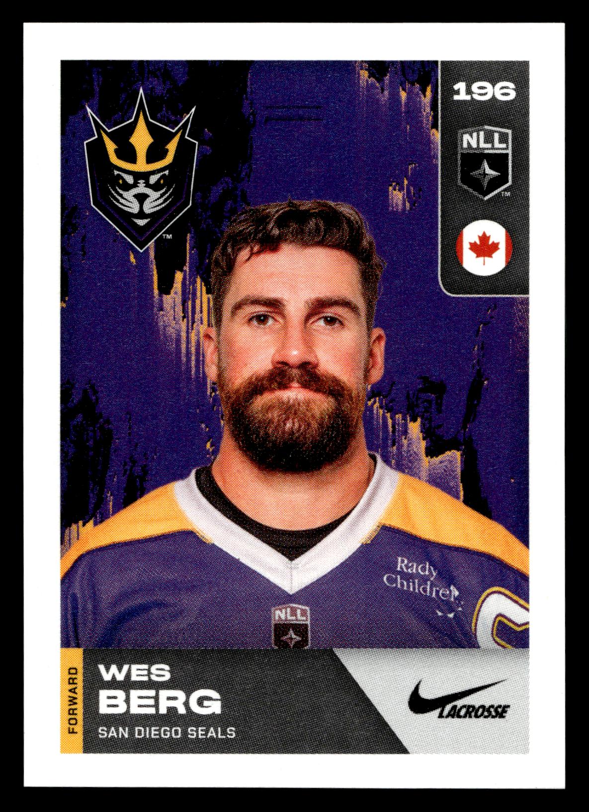Wes Berg 2025 TFL NLL Stickers San Diego Seals #196