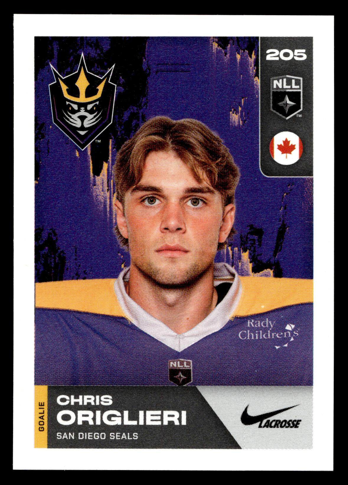 Chris Origlieri 2025 TFL NLL Stickers San Diego Seals #205