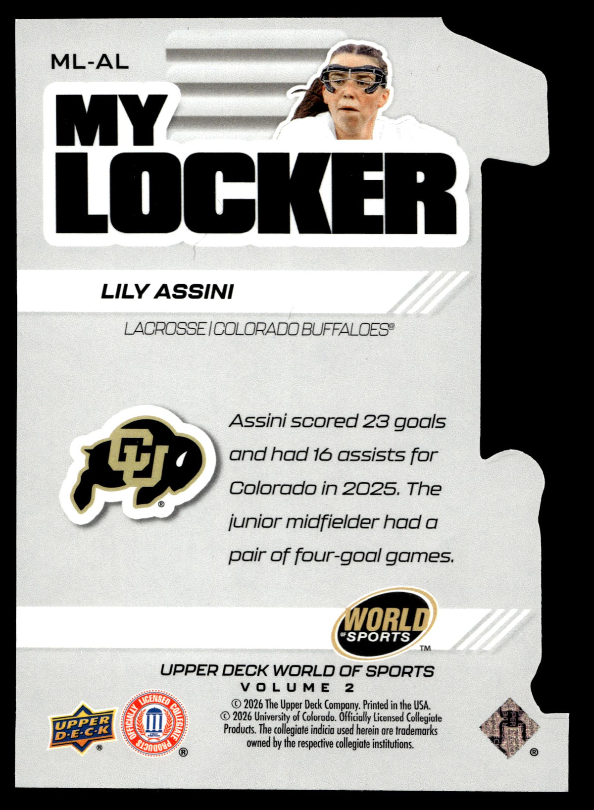 Lily Assini 2026 Upper Deck WOS Volume 2 Colorado My Locker #ML-AL