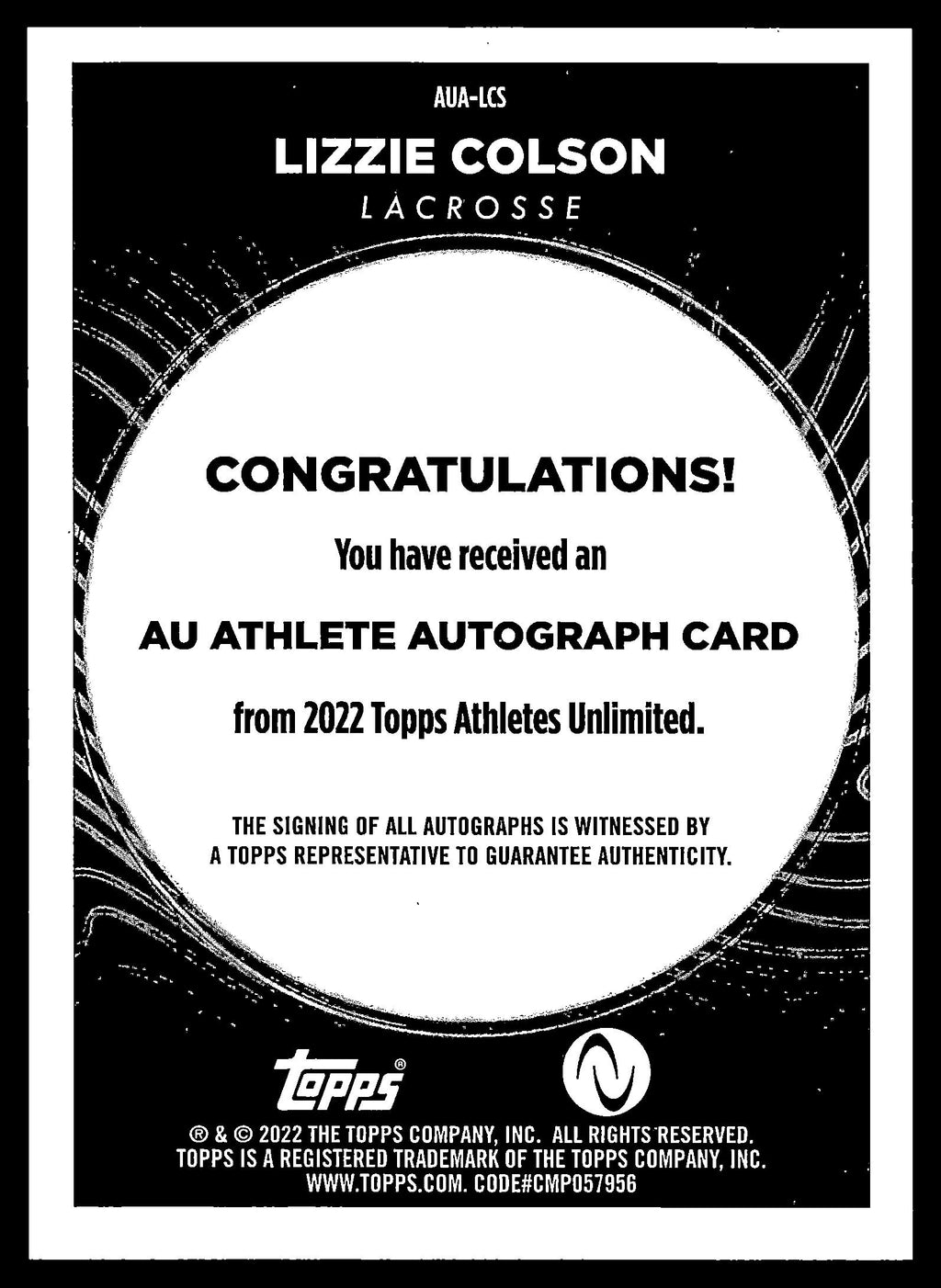 Lizzie Colson 2022 Topps Athletes Unlimited Base Auto #AUA-LCS