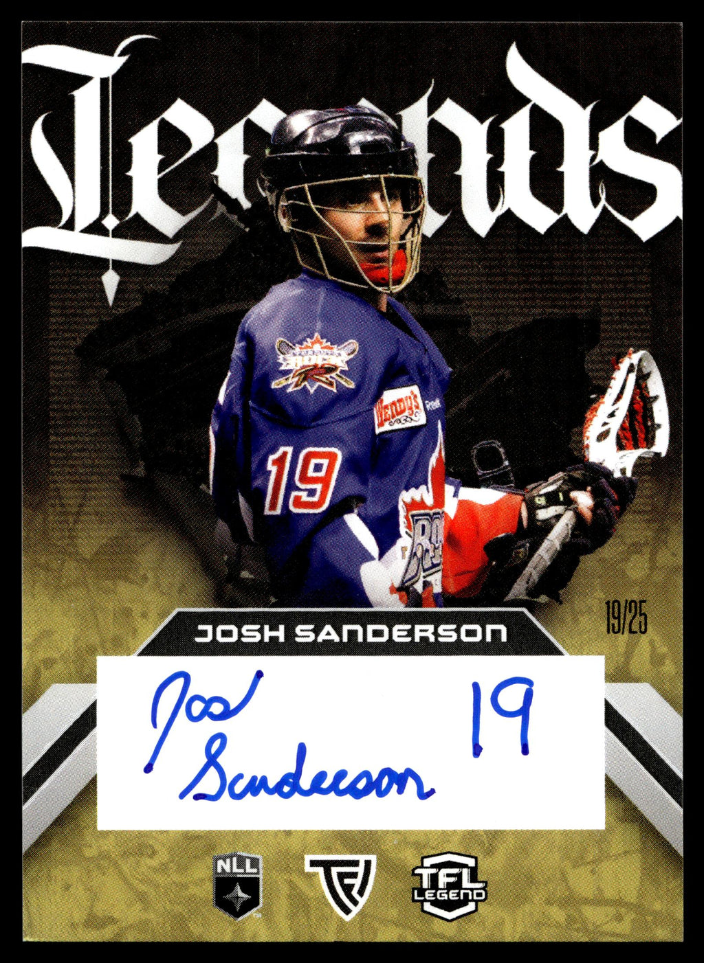 Josh Sanderson 2026 TFL Sports NLL Elite Toronto Rock Legends Auto #LA-9