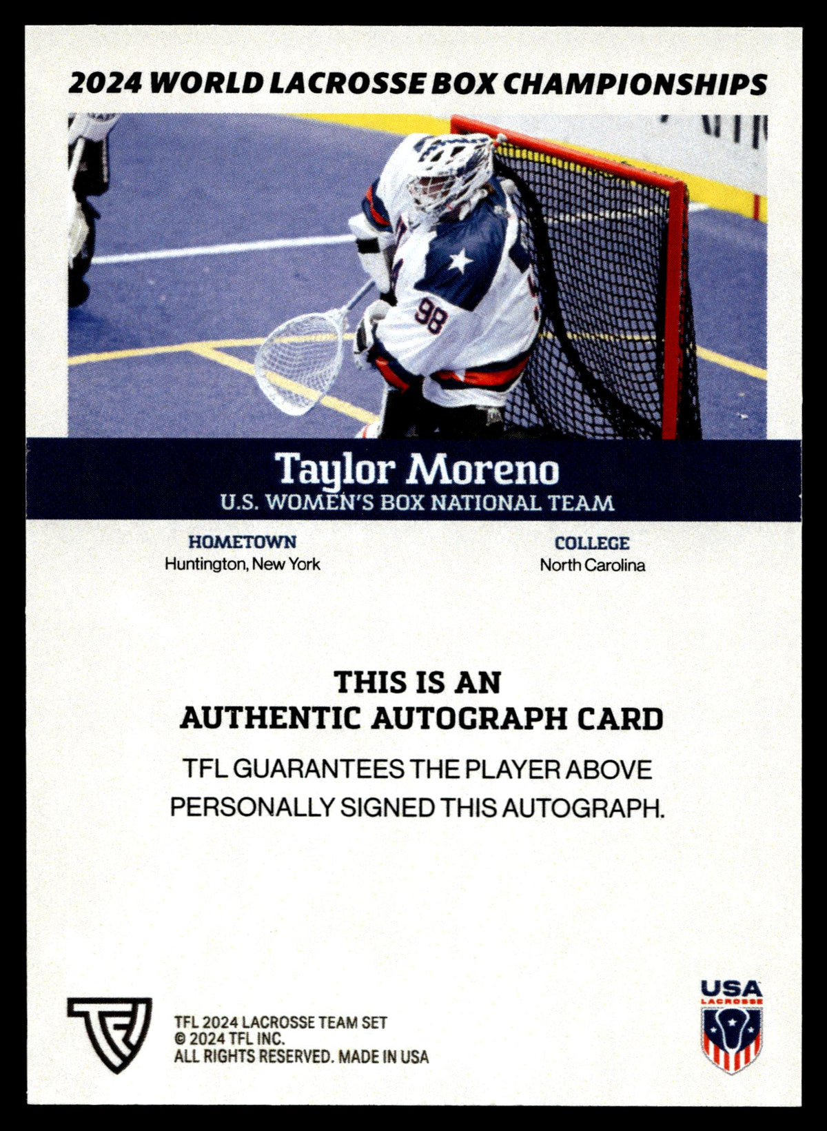Taylor Moreno 2024 TFLWBLC Team USA Base Auto #