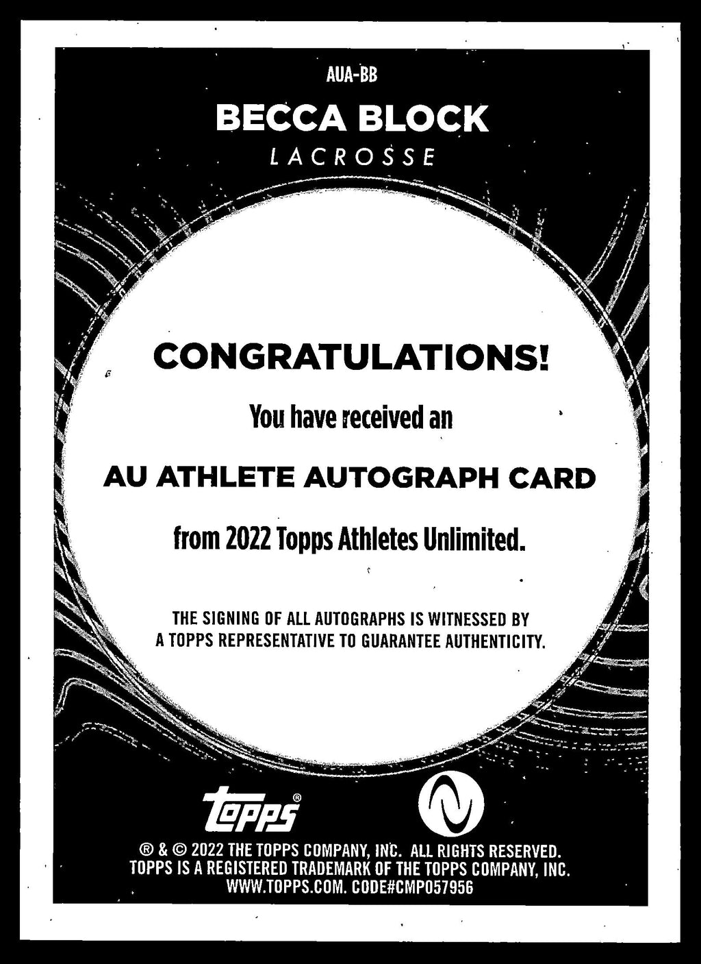 Becca Block 2022 Topps Athletes Unlimited Base Auto #AUA-BB