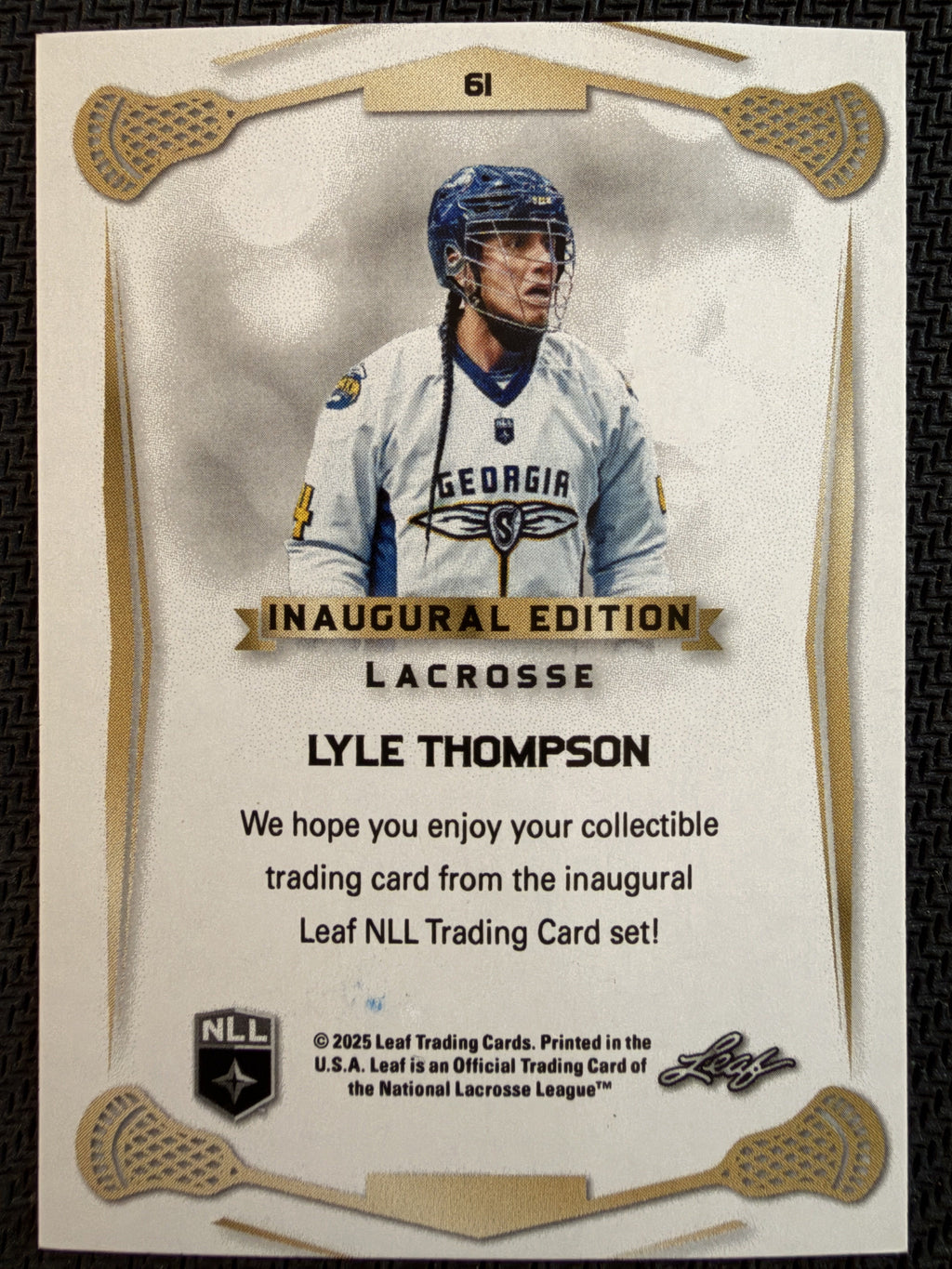 Lyle Thompson 2025 Leaf NLL Inaugural Georgia Swarm Blue 12/15 #61
