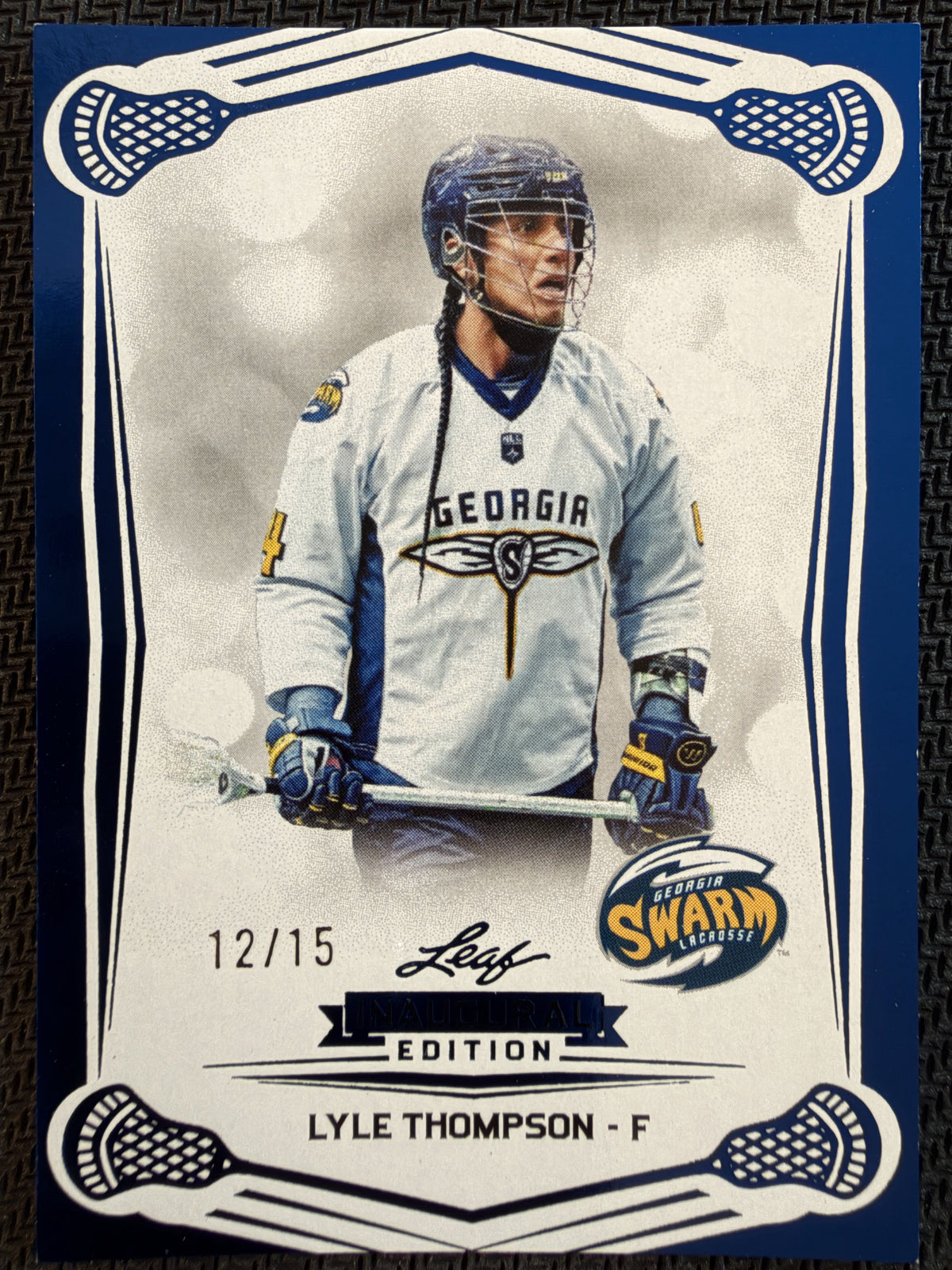 Lyle Thompson 2025 Leaf NLL Inaugural Georgia Swarm Blue 12/15 #61