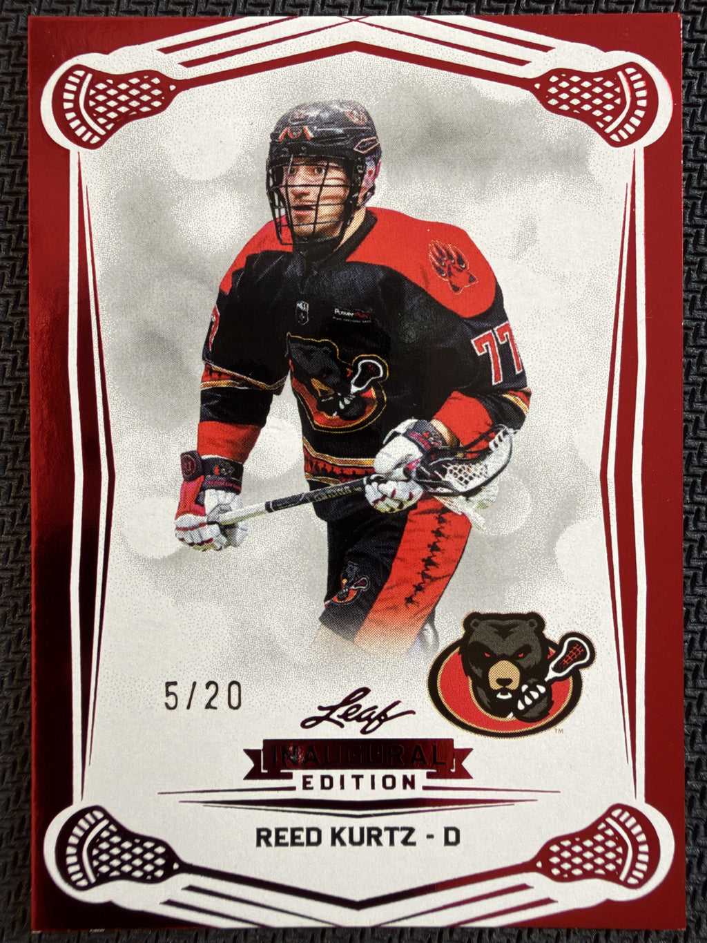 Reed Kurtz 2025 Leaf NLL Inaugural Ottawa Black Bears Red 5/20 #73