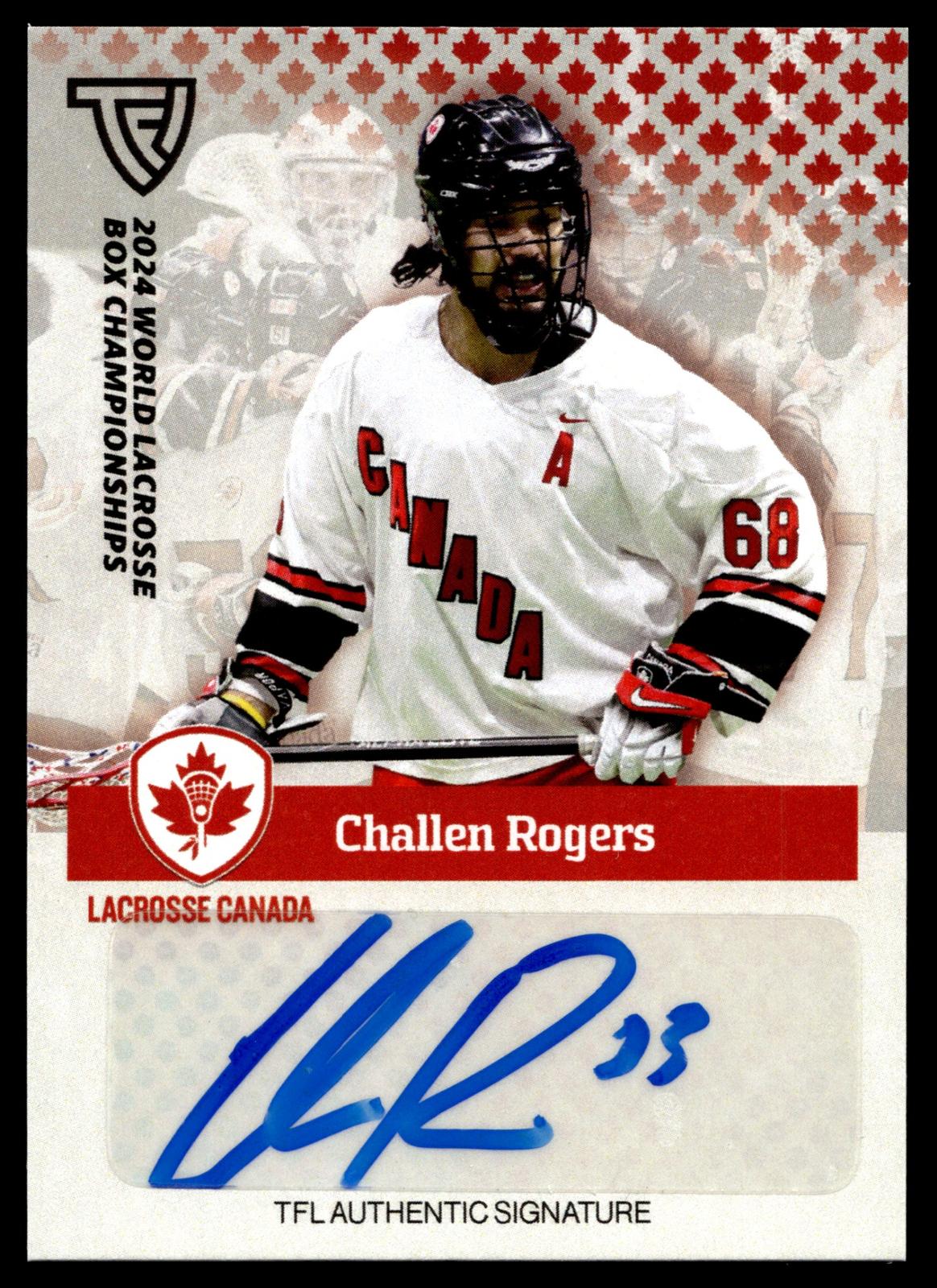 Challen Rogers 2024 TFL WBLC Team Canada Team Canada Base Auto #