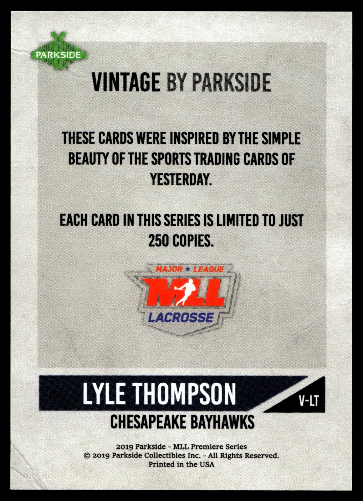 Lyle Thompson 2019 MLL Premier Series Chesapeake Bayhawks Vintage #/250 #V-LT