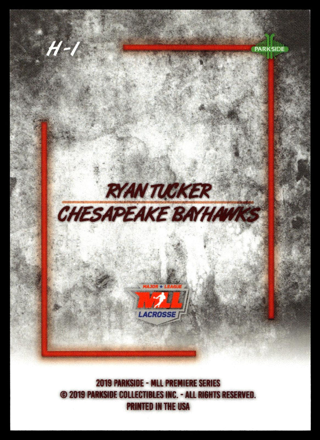 Ryan Tucker 2019 MLL Premier Series Chesapeake Bayhawks Hyped #H-1