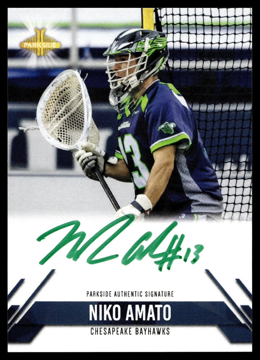 Niko Amato 2019 MLL Premier Series Chesapeake Bayhawks Signature Series #SS-NA