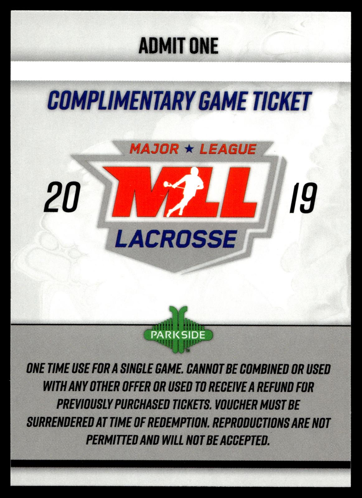 Game Ticket 2019 MLL Premier Series #