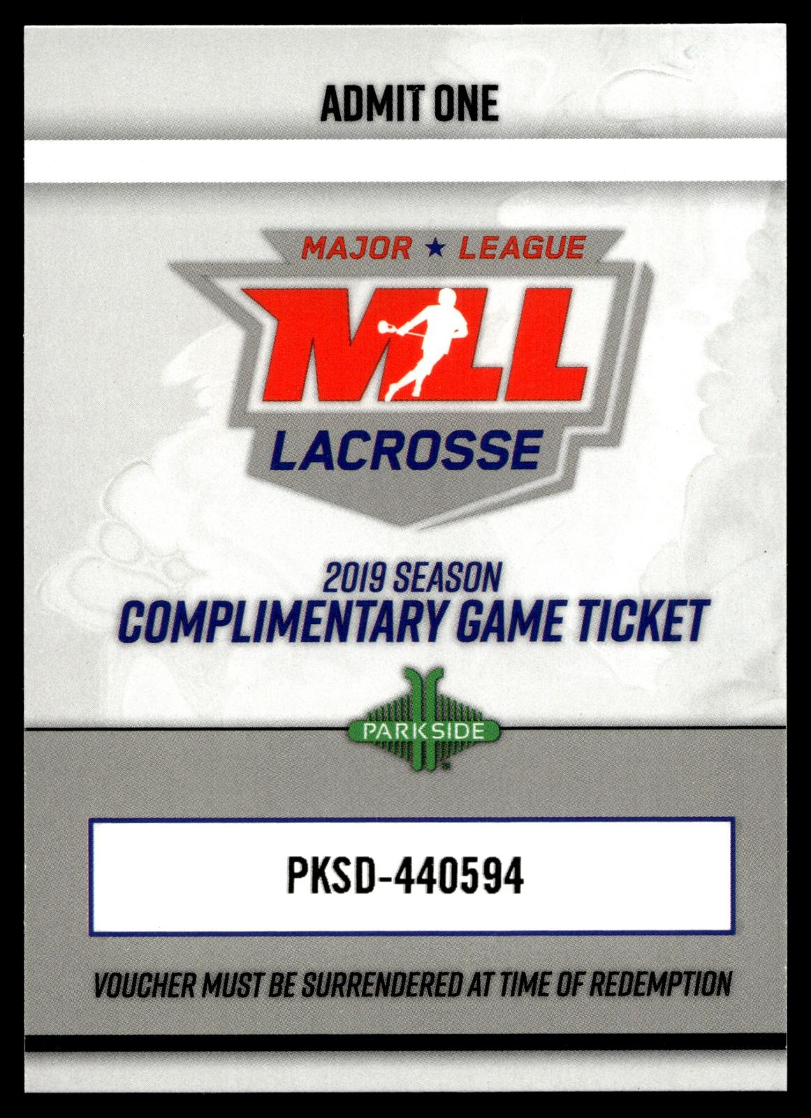 Game Ticket 2019 MLL Premier Series #