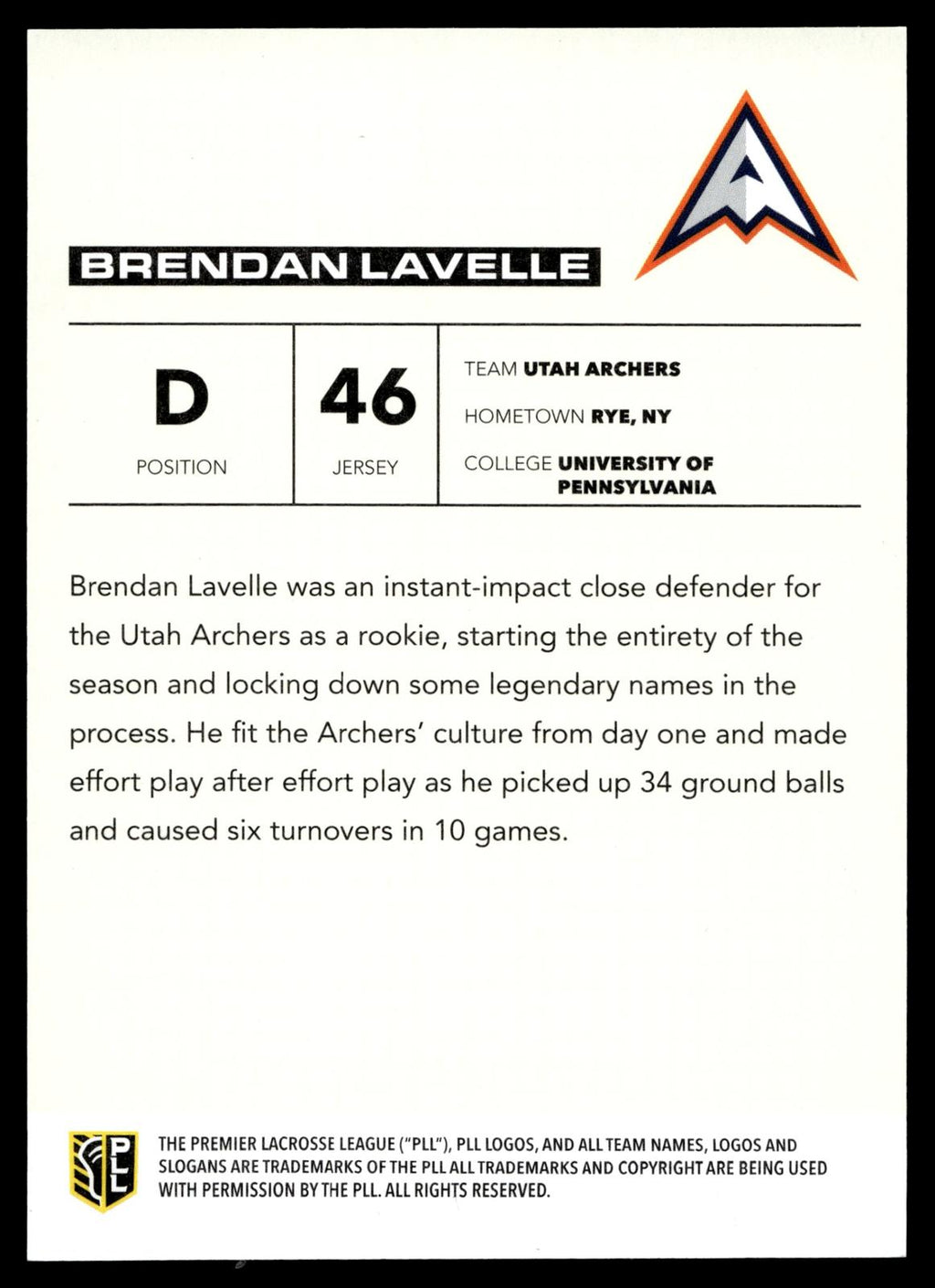Brendan Lavelle 2025 PLL Flagship Utah Archers Base Auto #28