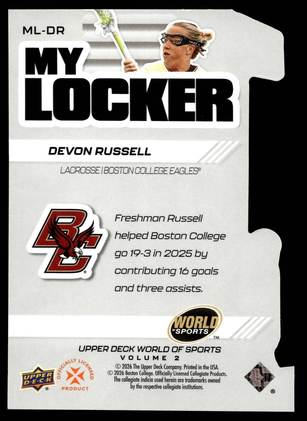 Devon Russell 2026 Upper Deck WOS Volume 2 Boston College Eagles MyLocker #ML-DR