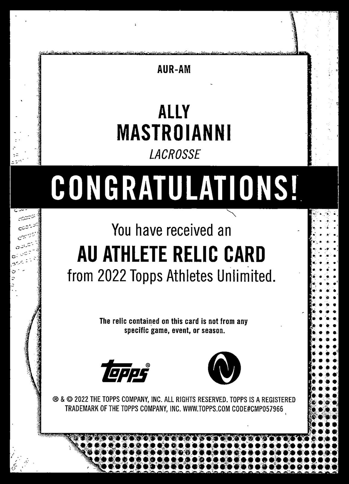 Ally Mastroianni 2022 Topps Athletes Unlimited Relic #AUR-AM