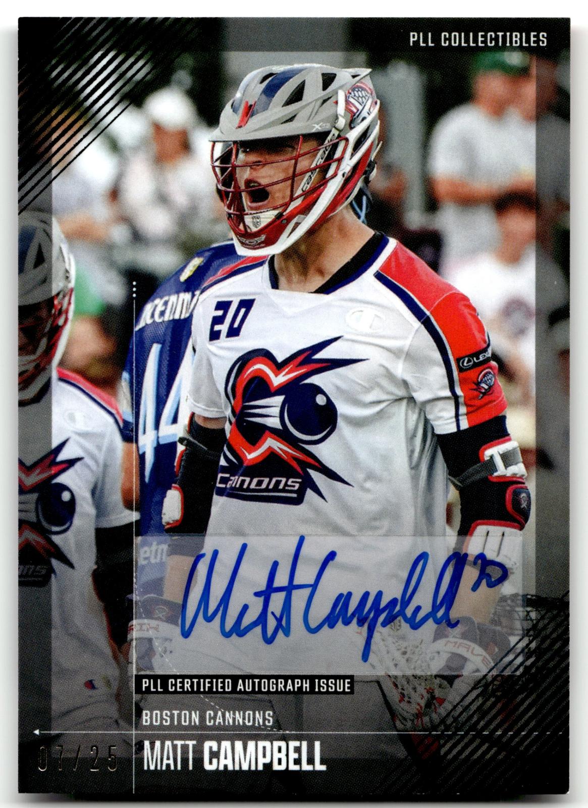 Matt Campbell 2026 PLL Fieldside II Boston Cannons Black Auto 07/25 #93