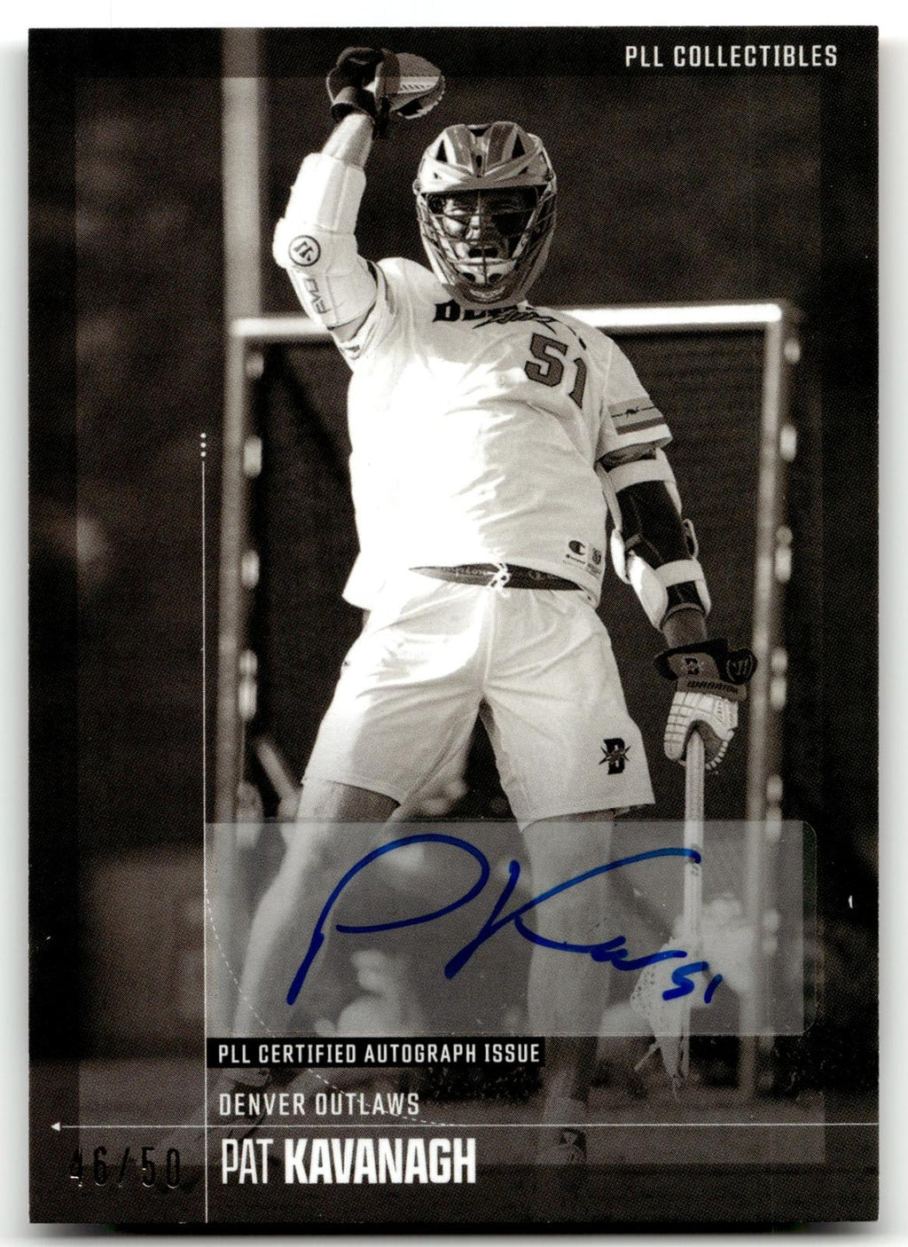 Pat Kavanagh 2026 PLL Fieldside II Denver Outlaws Black & White Auto 46/50 #22