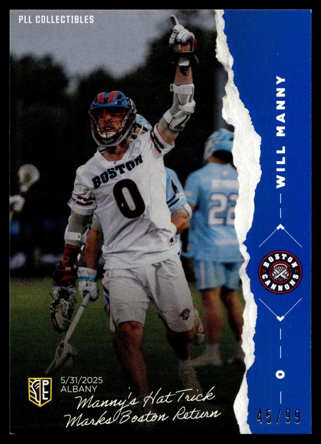 Will Manny 2026 PLL Fieldside II Boston Cannons Blue 45/99 #TM-1