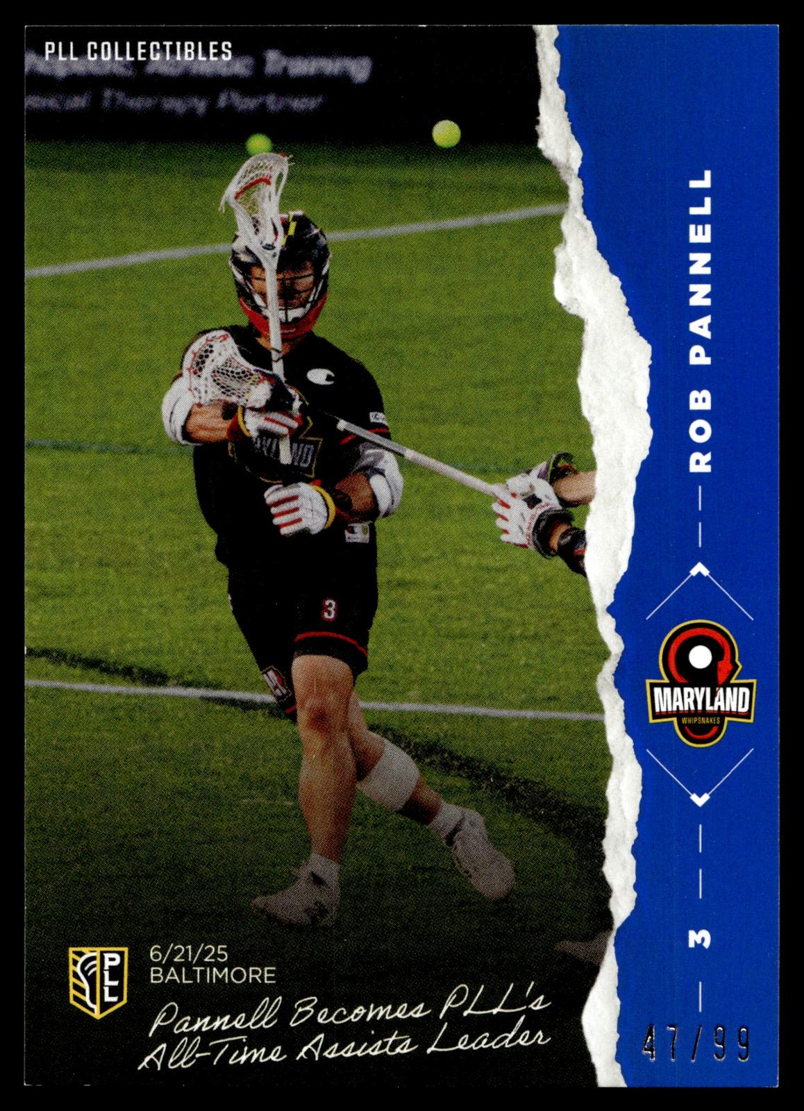 Rob Pannell 2026 PLL Fieldside II Maryland Whipsnakes Blue 47/99 #TM-4