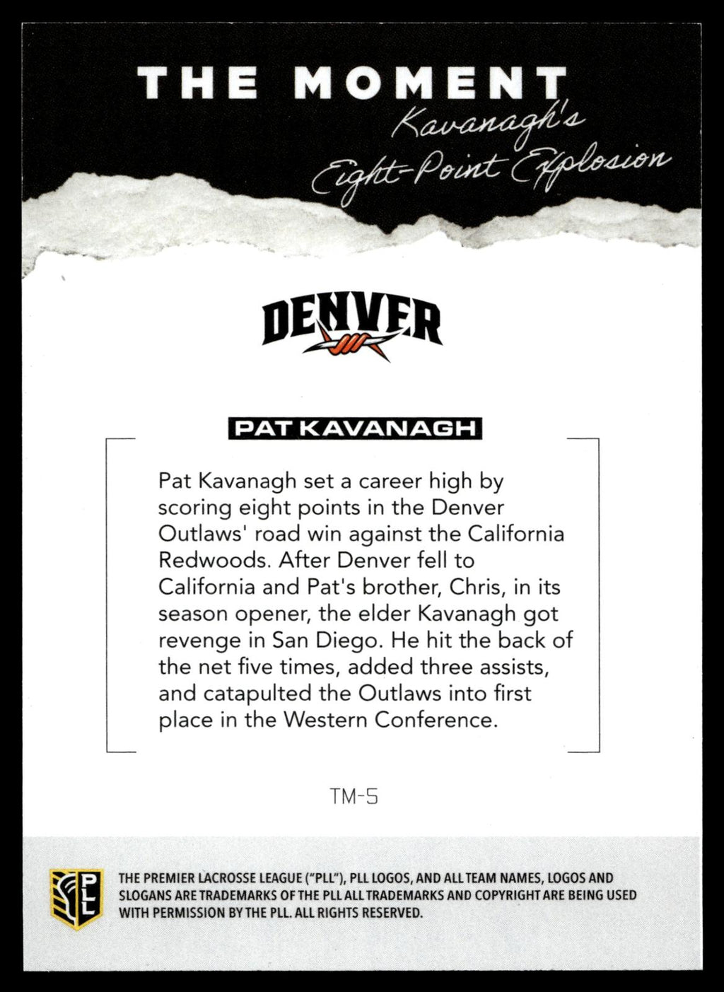 Pat Kavanagh 2026 PLL Fieldside II Denver Outlaws Blue 88/99 #TM-5