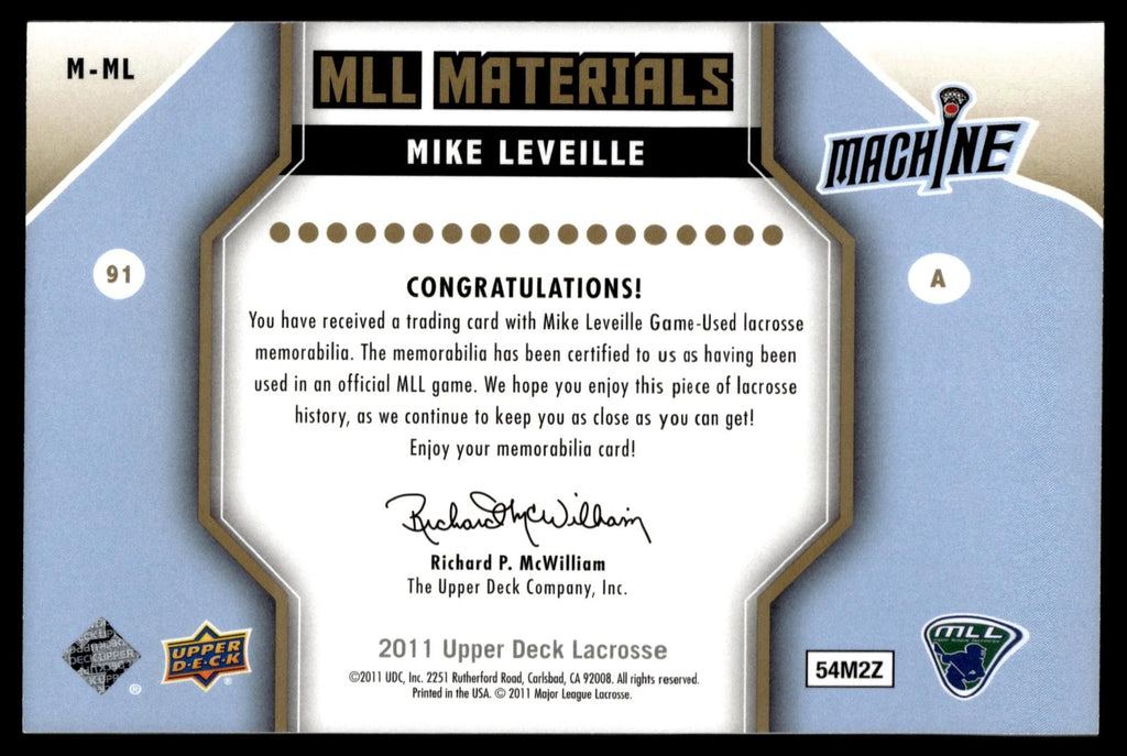 Mike Leveille 2011 Upper Deck MLL Materials Ohio Machine #M-ML