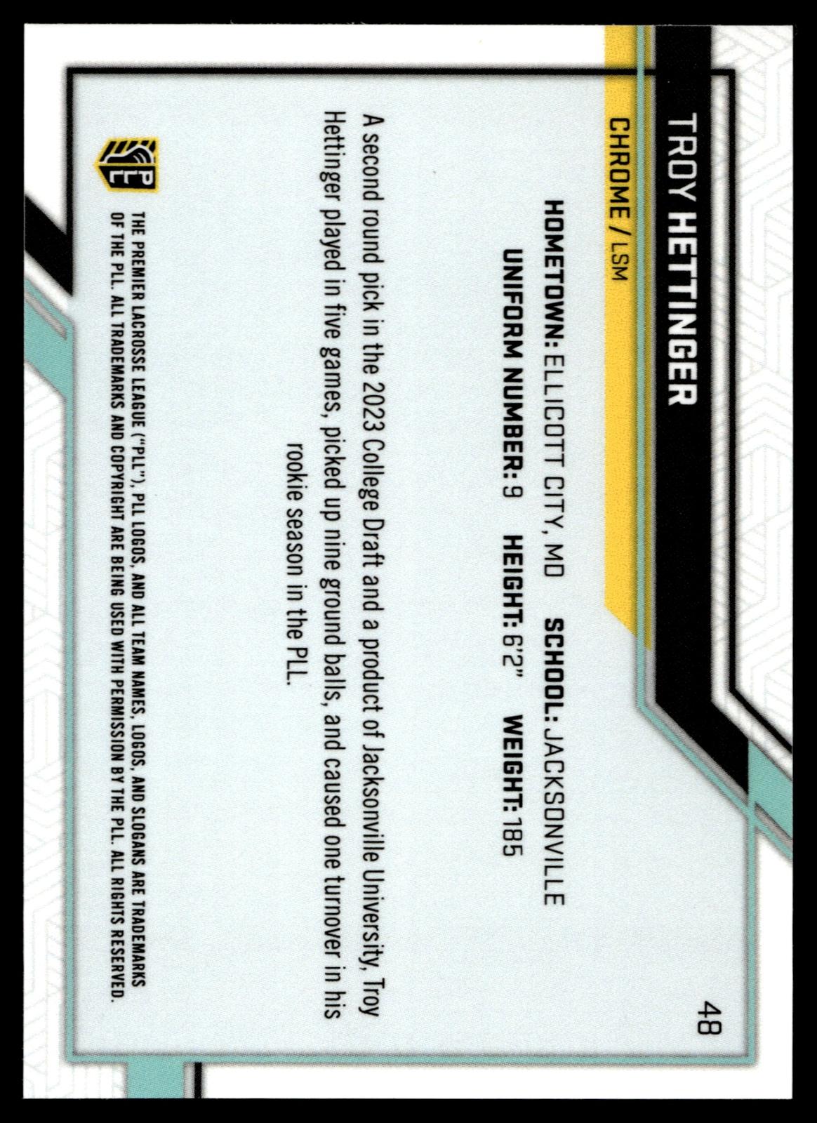 Troy Hettinger 2023 PLL Snapshot Chrome Blue 06/77 #48
