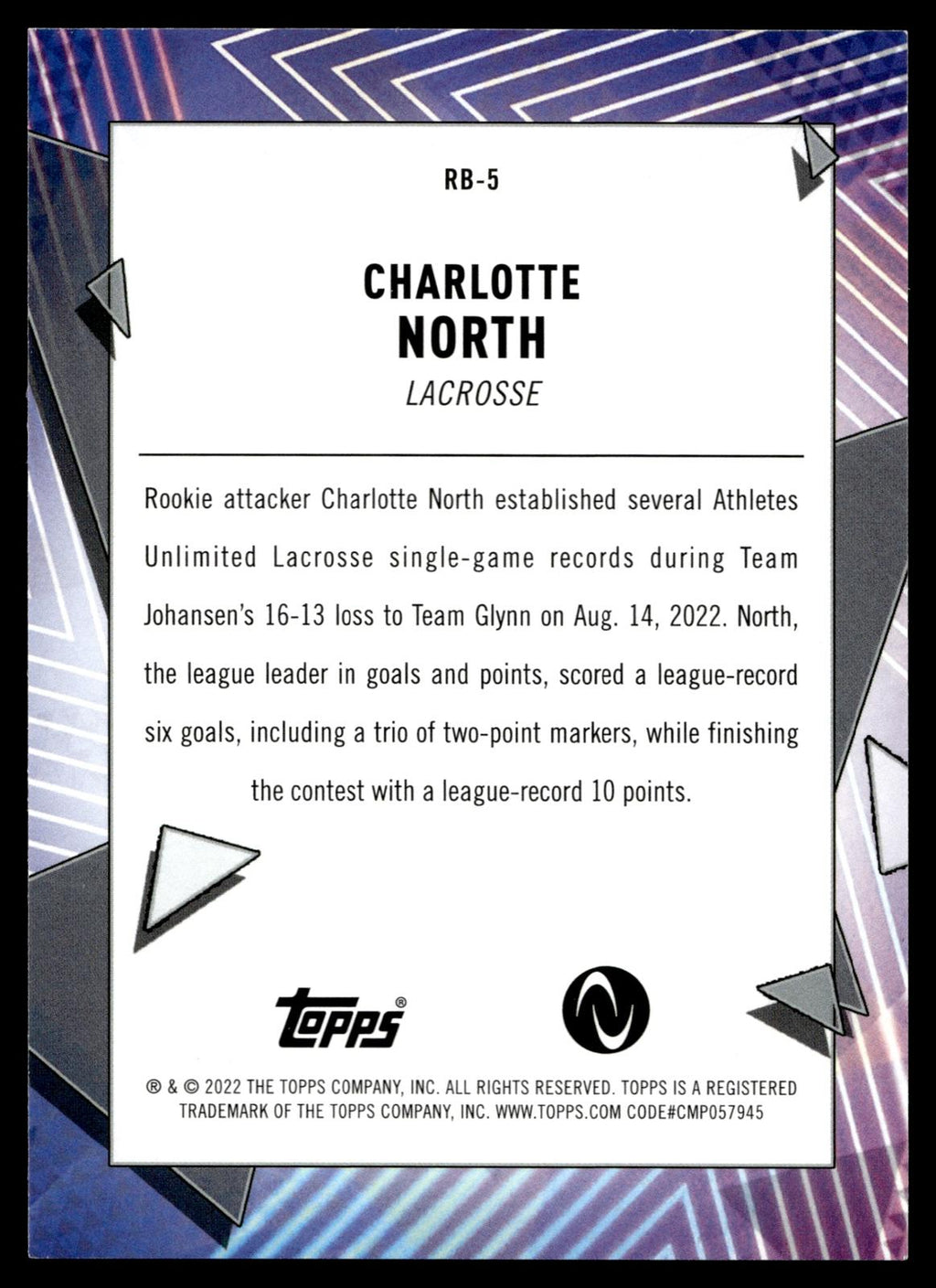 Charlotte North 2022 Topps Athletes Unlimited Record Breakers #RB-5