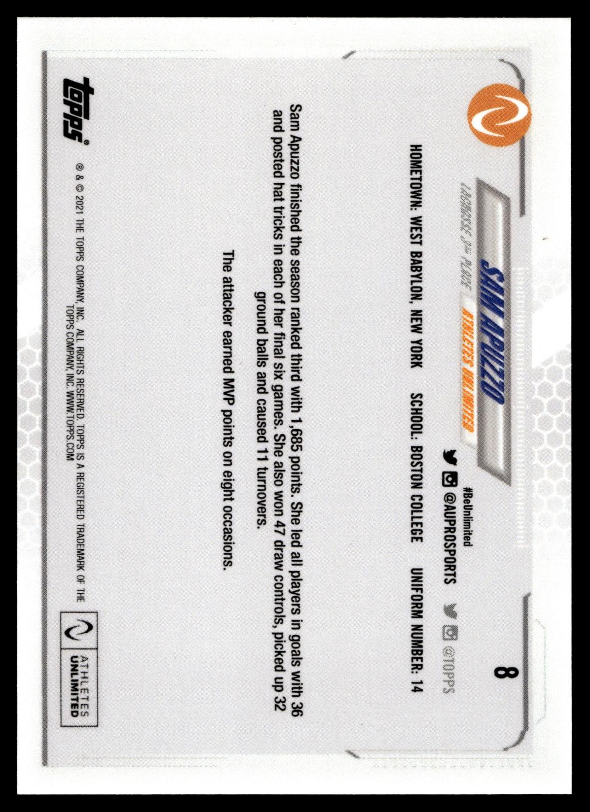 Sam Apuzzo 2021 Topps Athletes Unlimited #8
