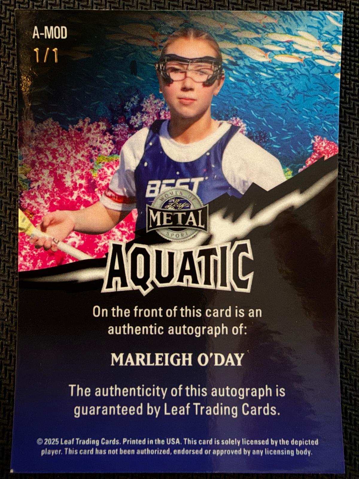 Marleigh O’Day 2025 Leaf WOM Clemson University Leaf Aquatic 1/1 #A-MOD