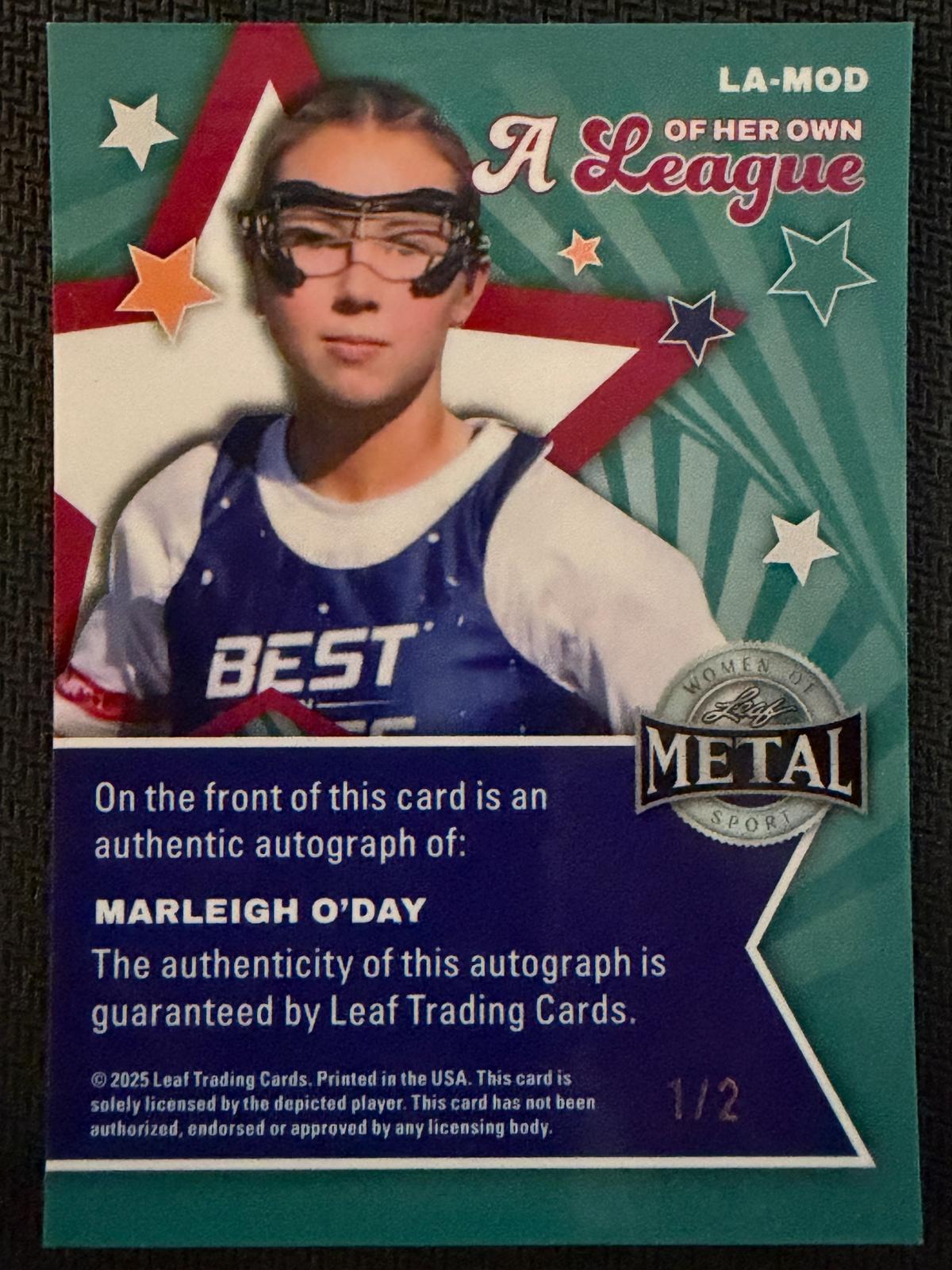 Marleigh O’Day 2025 Leaf WOM Clemson A League of Her Own Auto 1/2 #LA-MOD